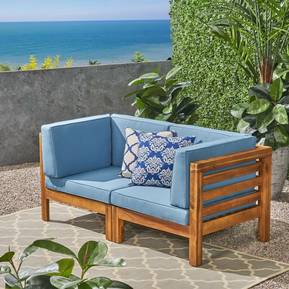 Set de sofá biplaza OANA de 2 piezas, azul