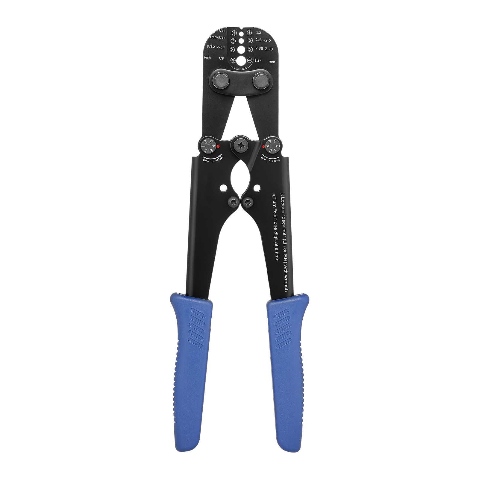 Crimping Tool, 3/64" - 1/8" Steel Wire Rope Crimper, With Clear Metric And Imperial Markings, Adjustable Force, Crimp Pliers For Aluminum Oval And Dual Sleeves, And Annealed Copper Sleeves
