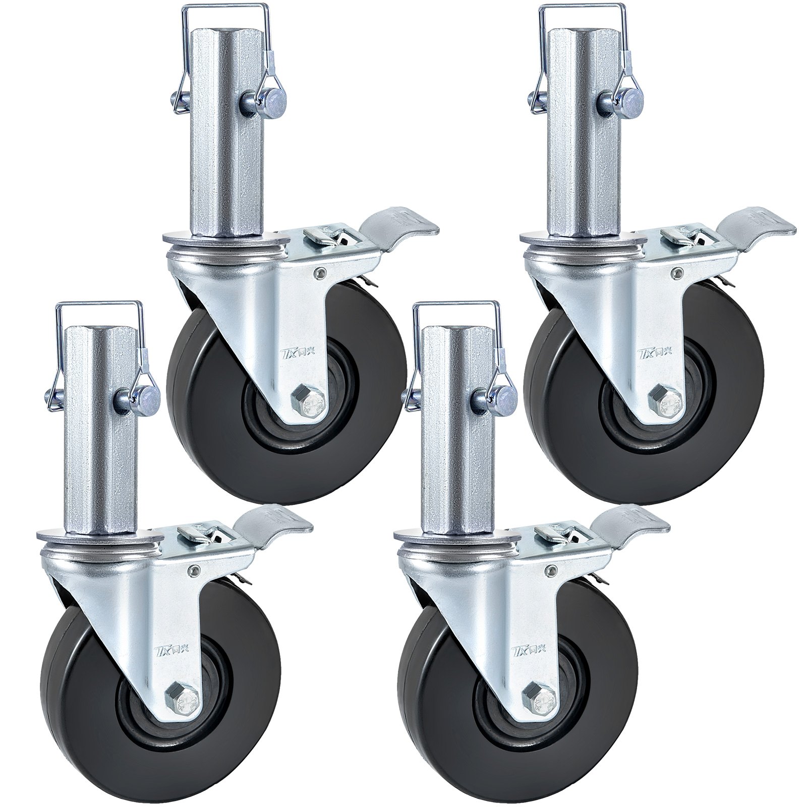 Ruedas giratorias de goma para andamios, 5 pulgadas, 4 unidades, 440 libras