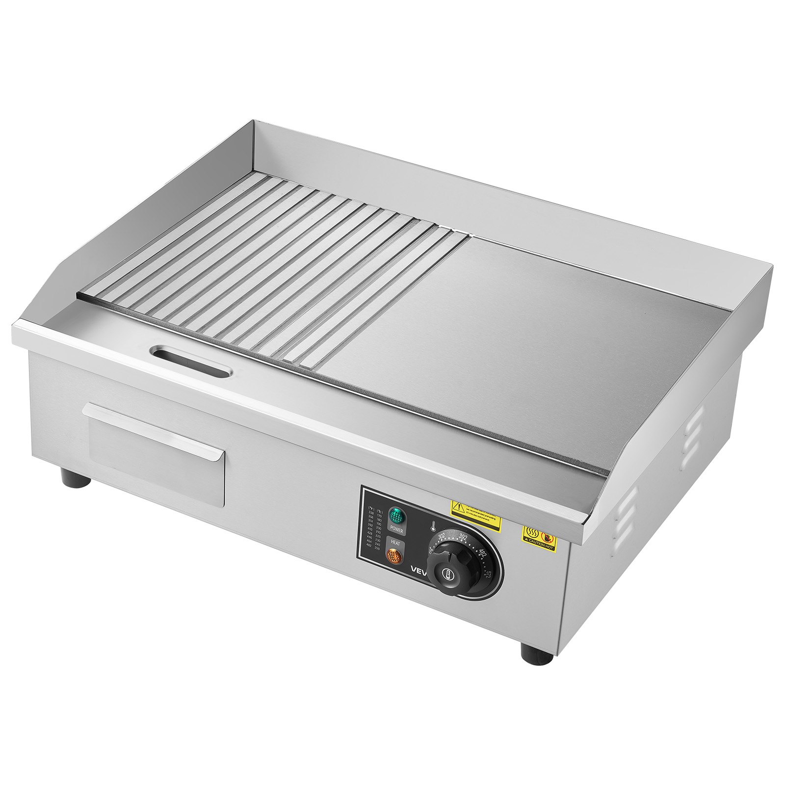 Plancha Eléctrica Comercial 21.06 x 11.81 pulgadas, 1750W, Acero Inoxidable.