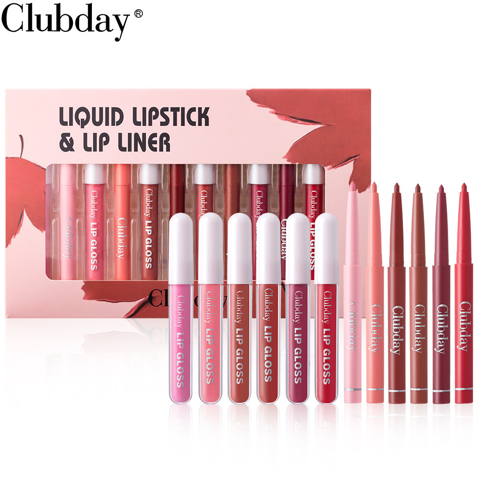Durable Velvet Matte Lip Glaze Mist Surface Hook Line Lip Pen 6plus6 Combination Set Easy To Color Lipstick Pen
