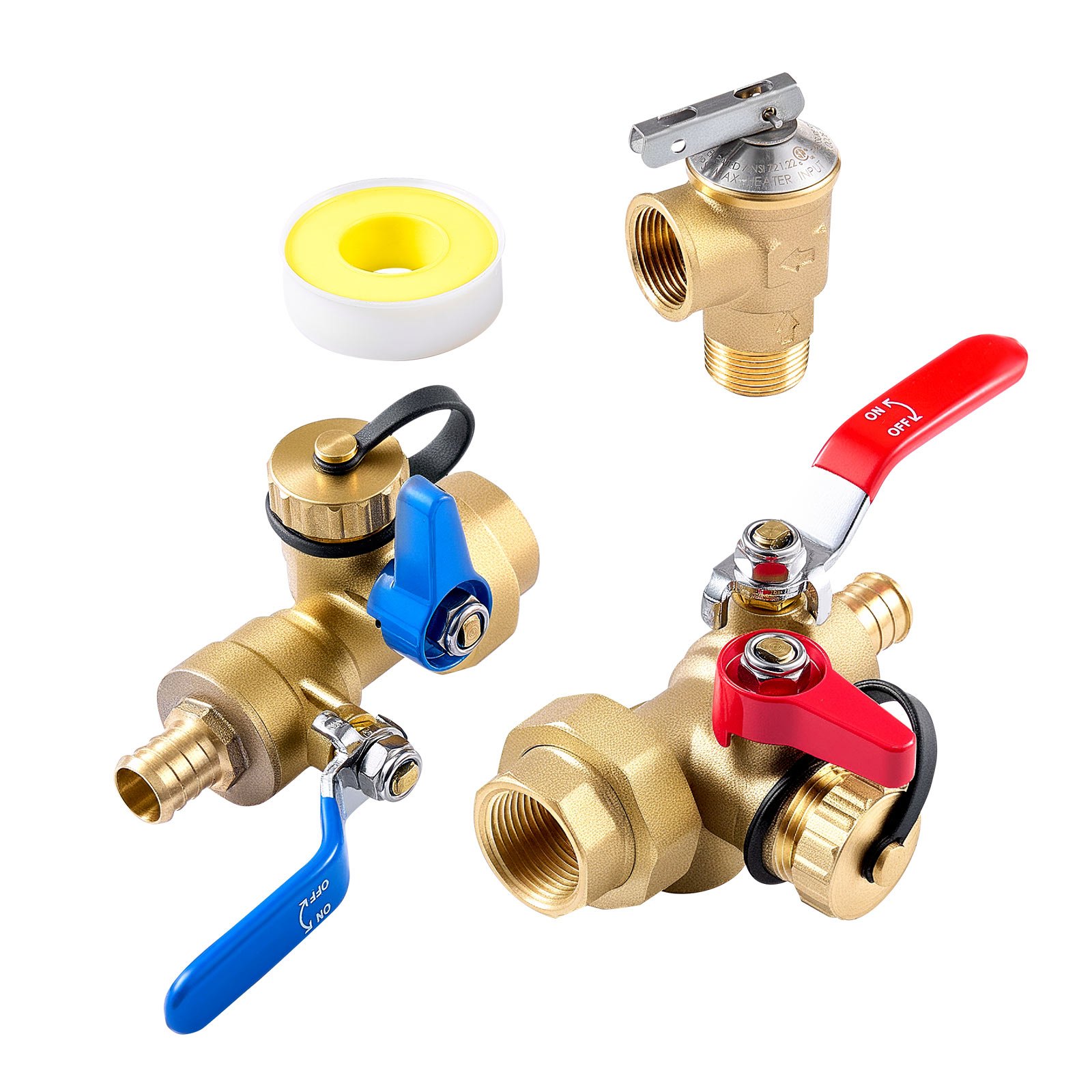 Kit de calentador de agua sin tanque, 3/4 pulgadas, con válvulas de servicio y alivio de presión