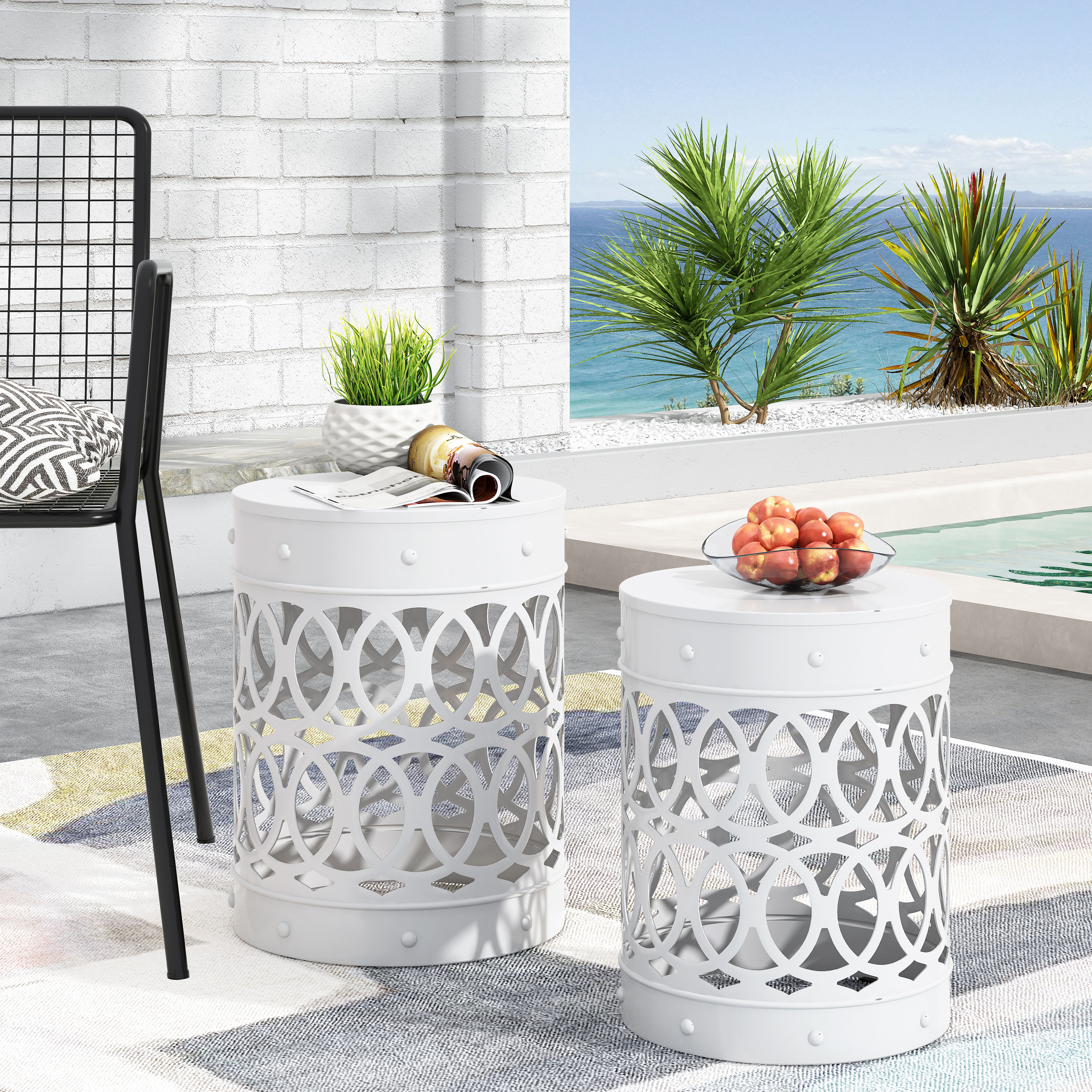 Mesa auxiliar de metal para exterior S 2