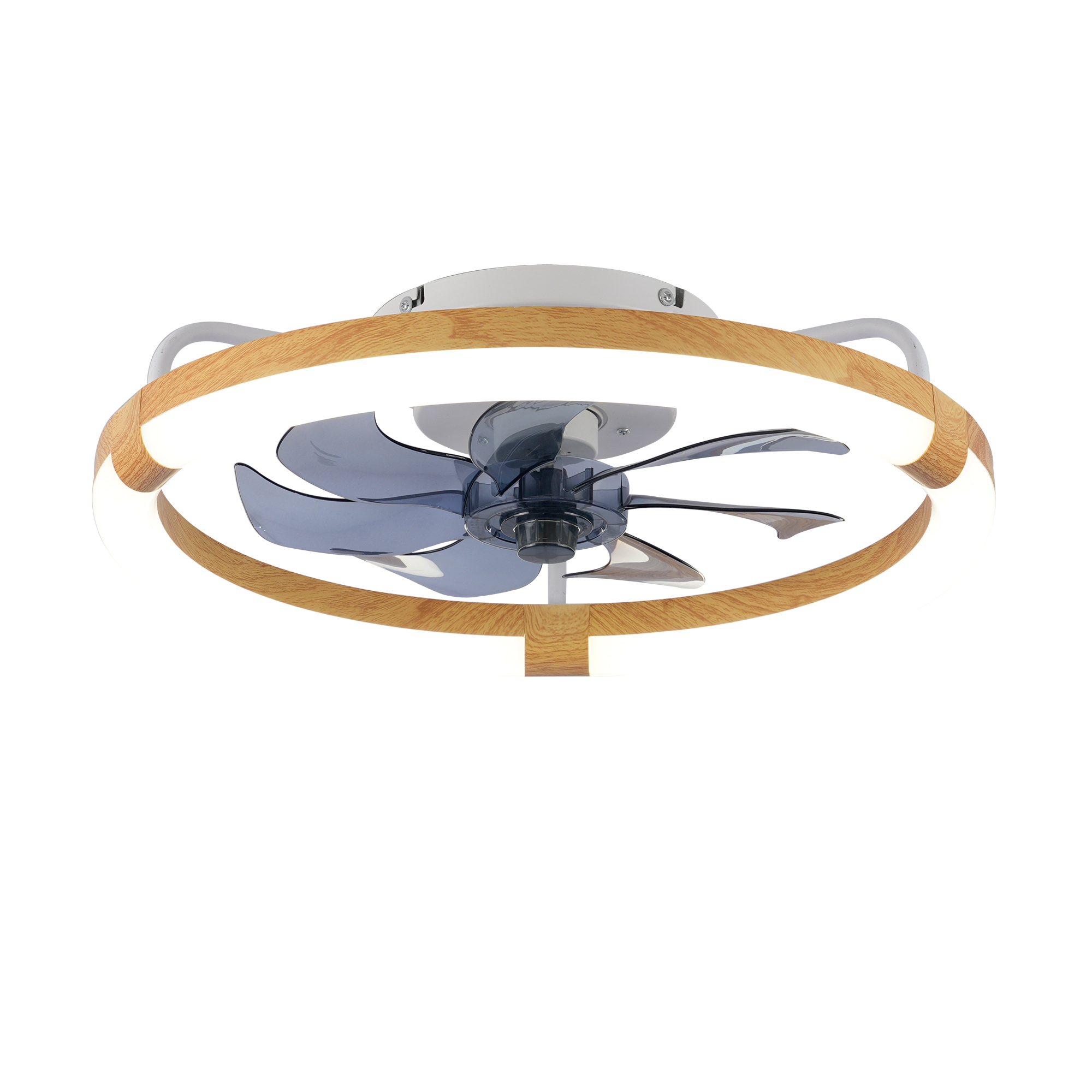 Ventilador de techo de 20 pulgadas, luz LED regulable, control remoto, madera blanco mate