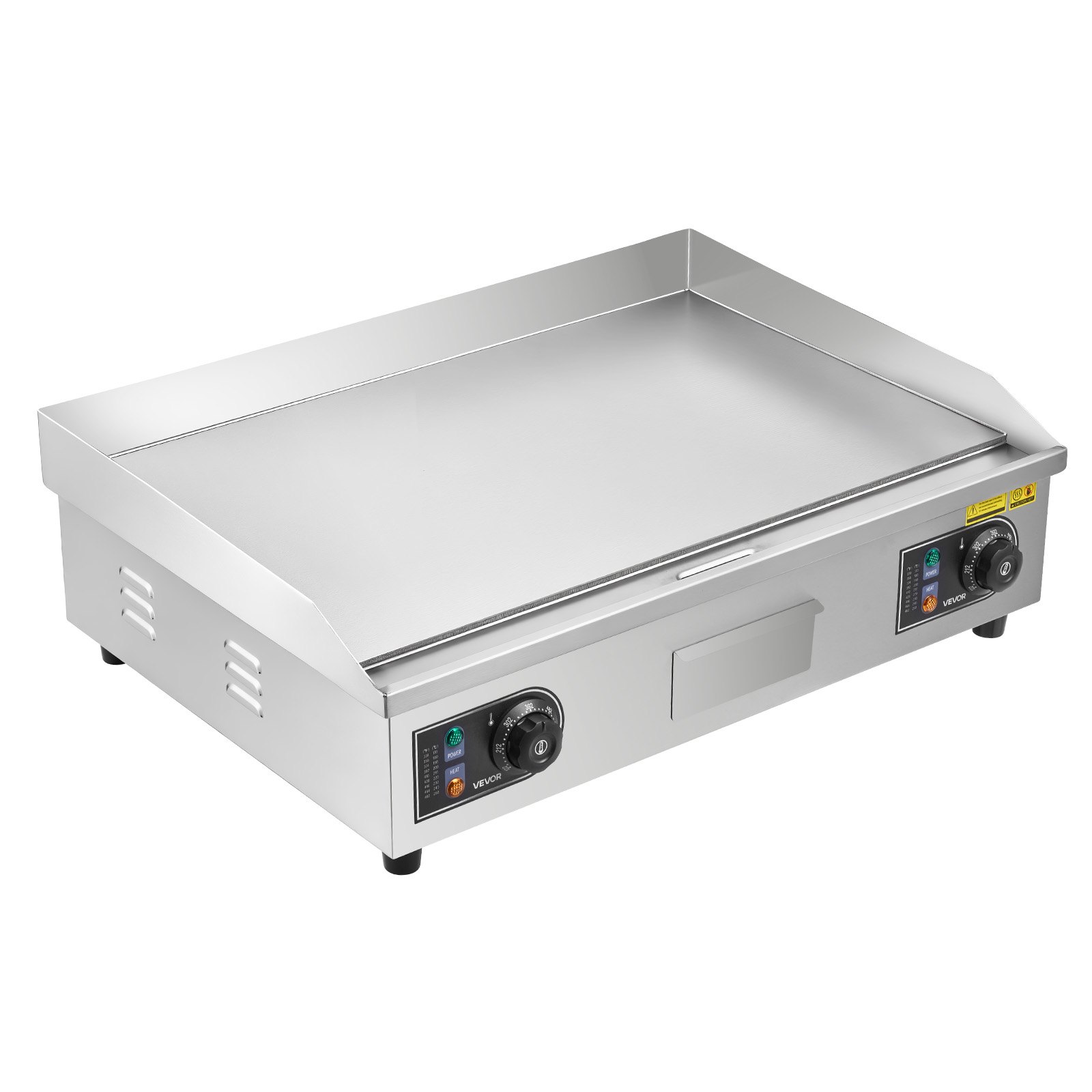 Plancha eléctrica comercial 25.79x15.75 pulgadas, 2800W, acero inoxidable