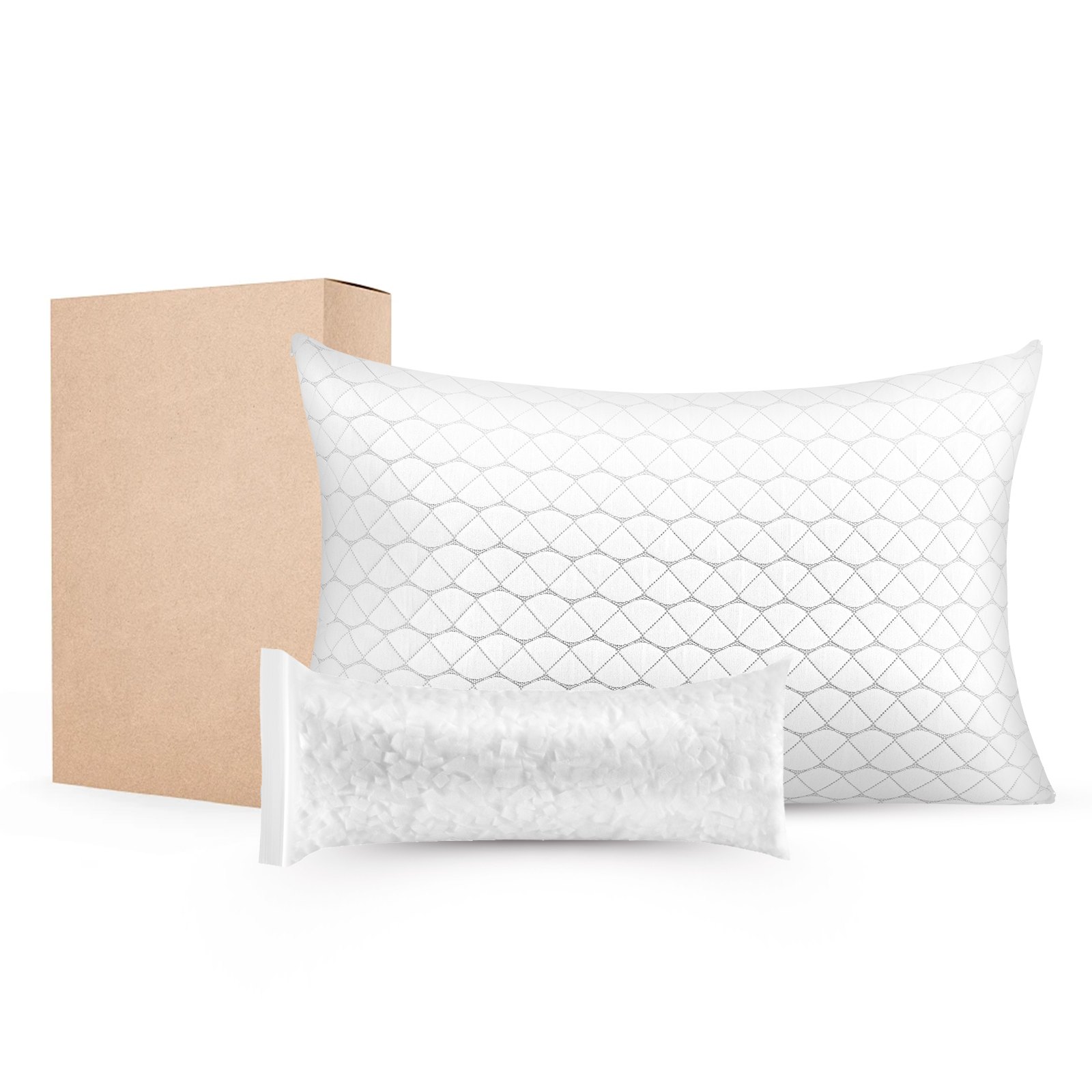 Almohada King Size con relleno de espuma viscoelástica, ajustable, con funda de fibra natural