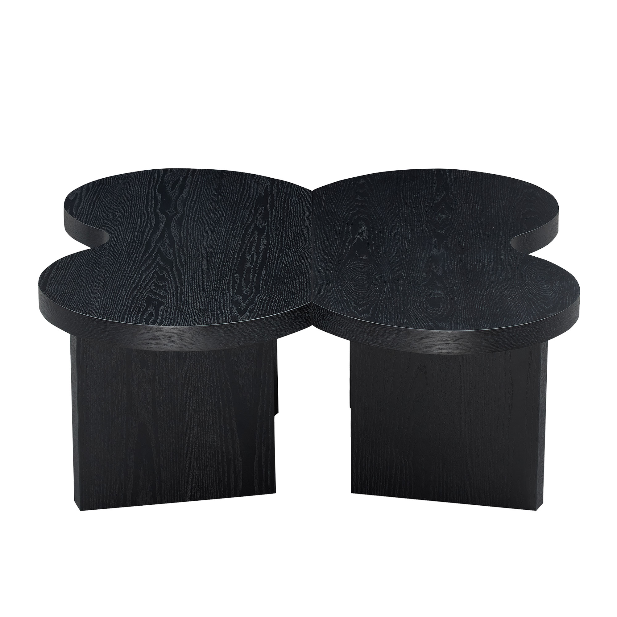 Mesa de centro moderna de MDF, con diseño de mariposa, color negro.