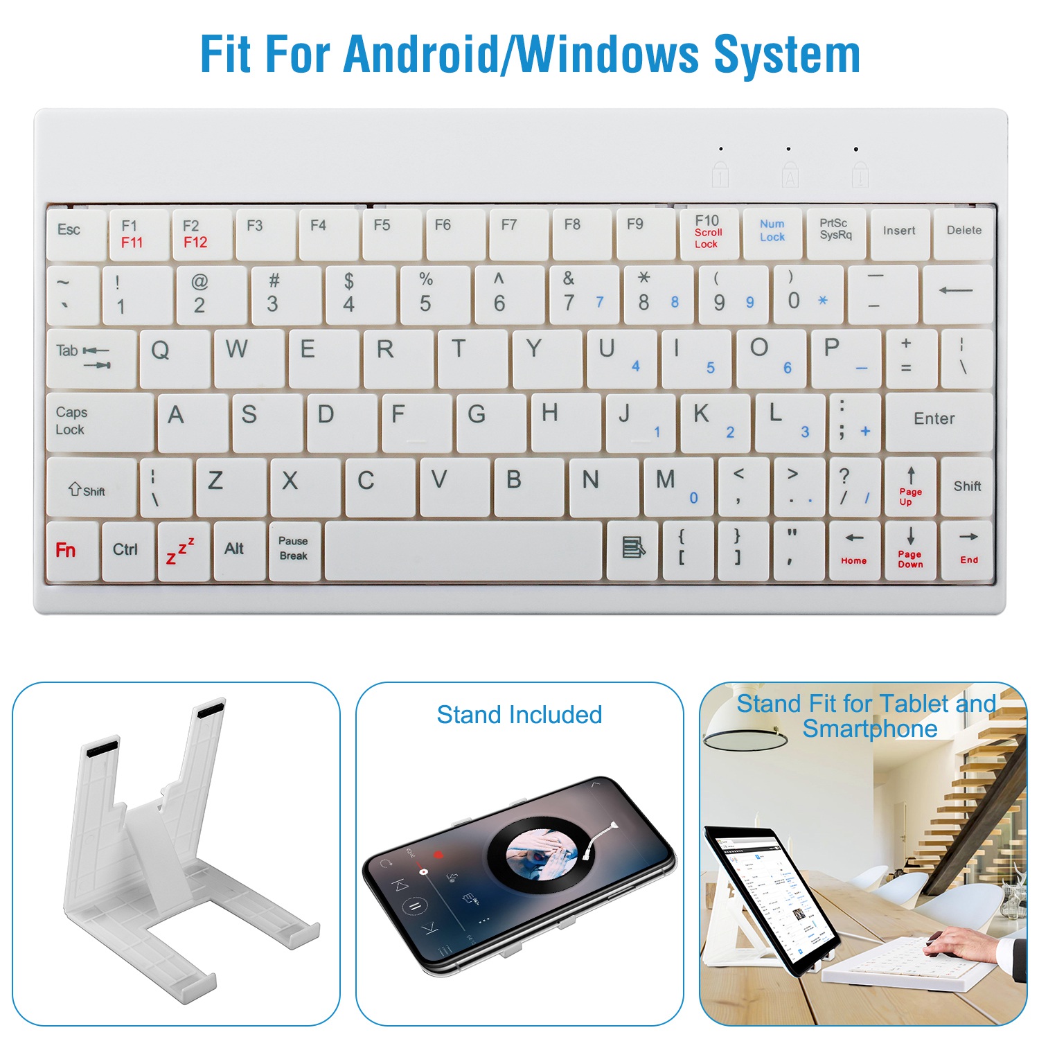 80 Keys Wired Keyboard Mini USB Connector Keyboard Portable Durable Keyboard With Carry Bag Tablet Stand For Android Window Tablet