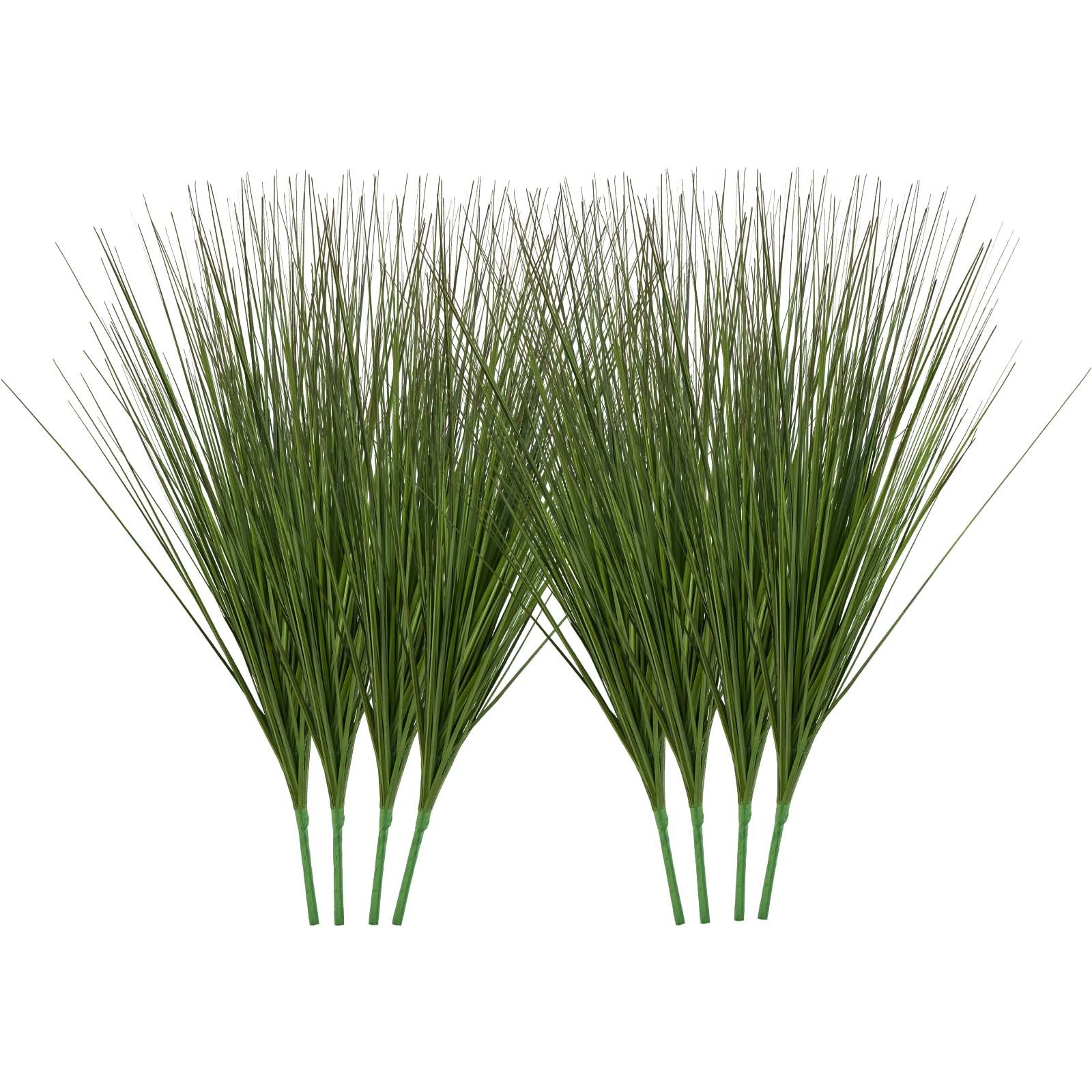 Artificial Grass Plant, 27 Inch Faux Onion Grass Fake Greenery Shrubs Plant, Premium PVC For Indoor Outdoor House Home Garden Office Room Décor, Housewarming, 8 Pack Green