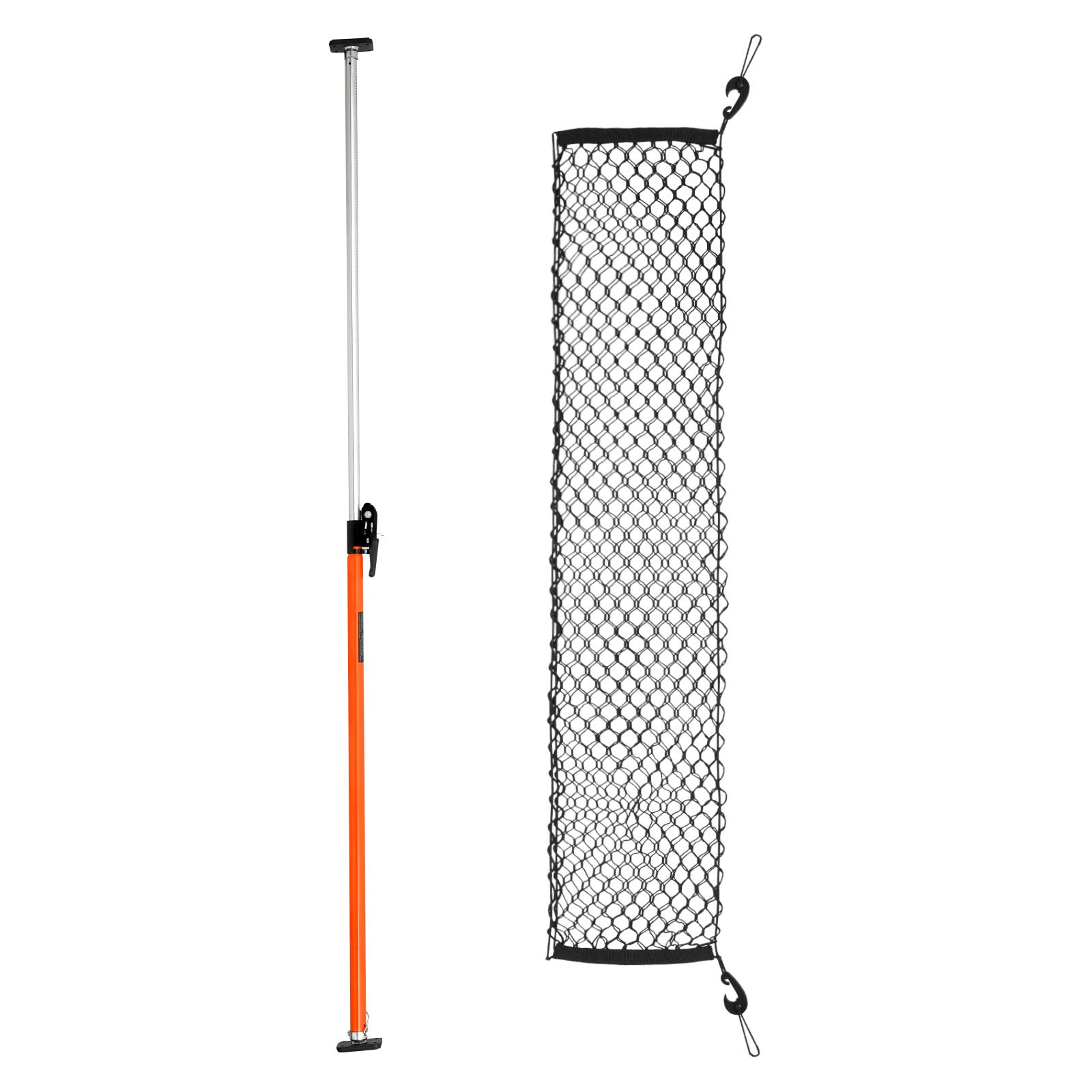 Cargo Bar, Ratcheting Cargo Bar Adjustable From 40" To 73", Heavy-duty Steel Cargos Stabilizer With Storage Net & Non-Slip Foot Pads, Telescoping Load Lock Bars Stop Sliding For SUVs, Sedans