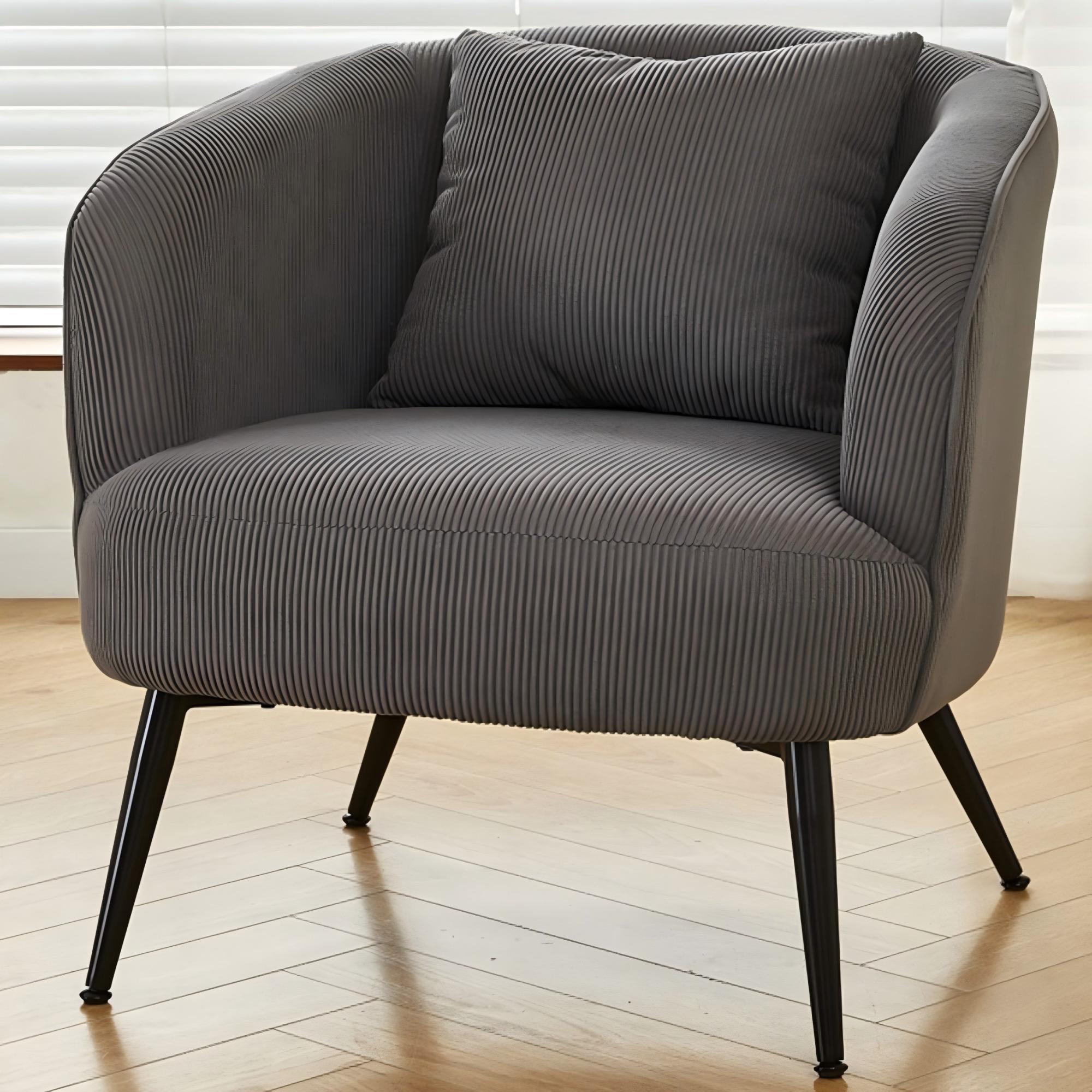Silla decorativa de terciopelo con almohada, patas de metal para sala o dormitorio