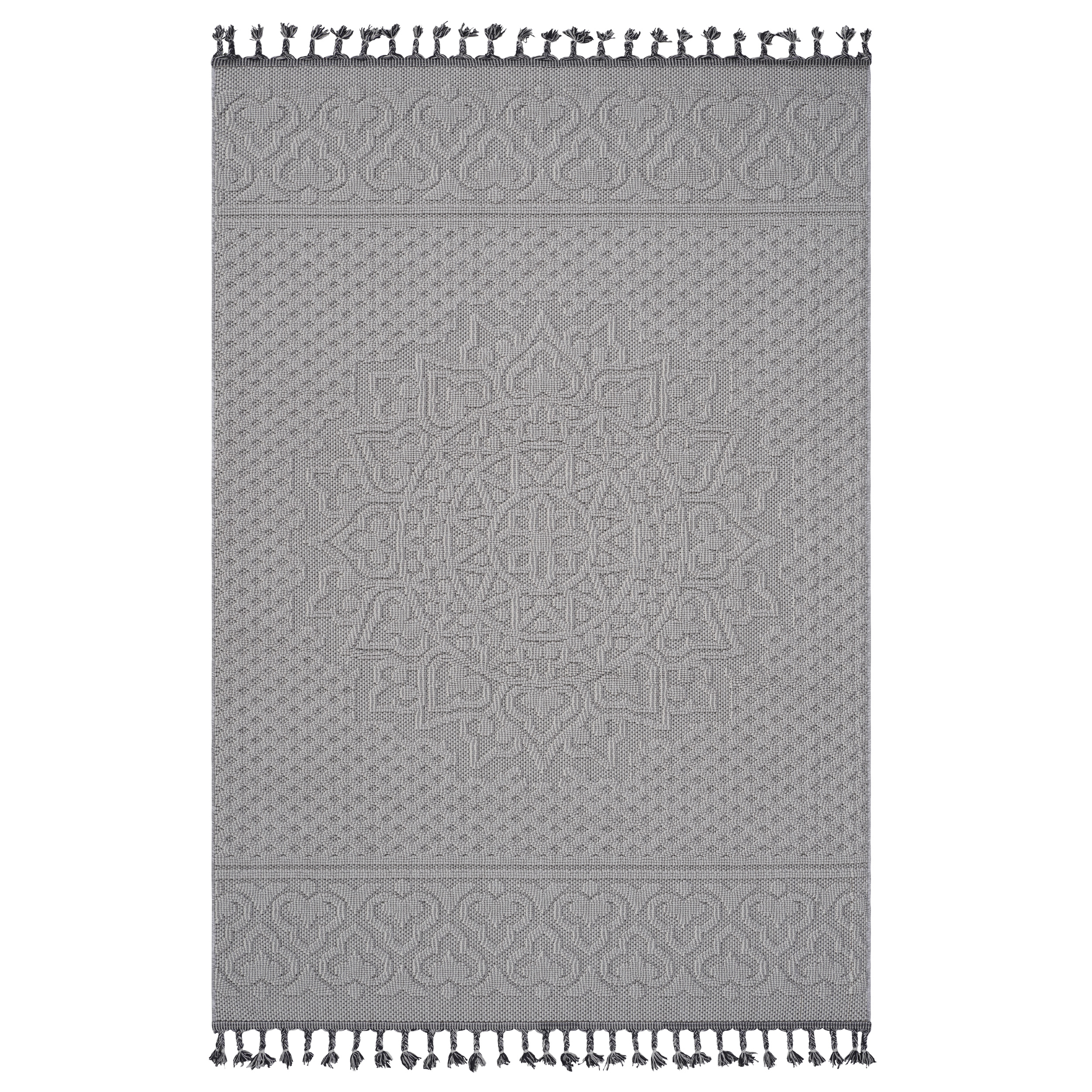 Guros C Ollection 6X9 White  Ivory  Medallion Indoor  Outdoor Area Rug