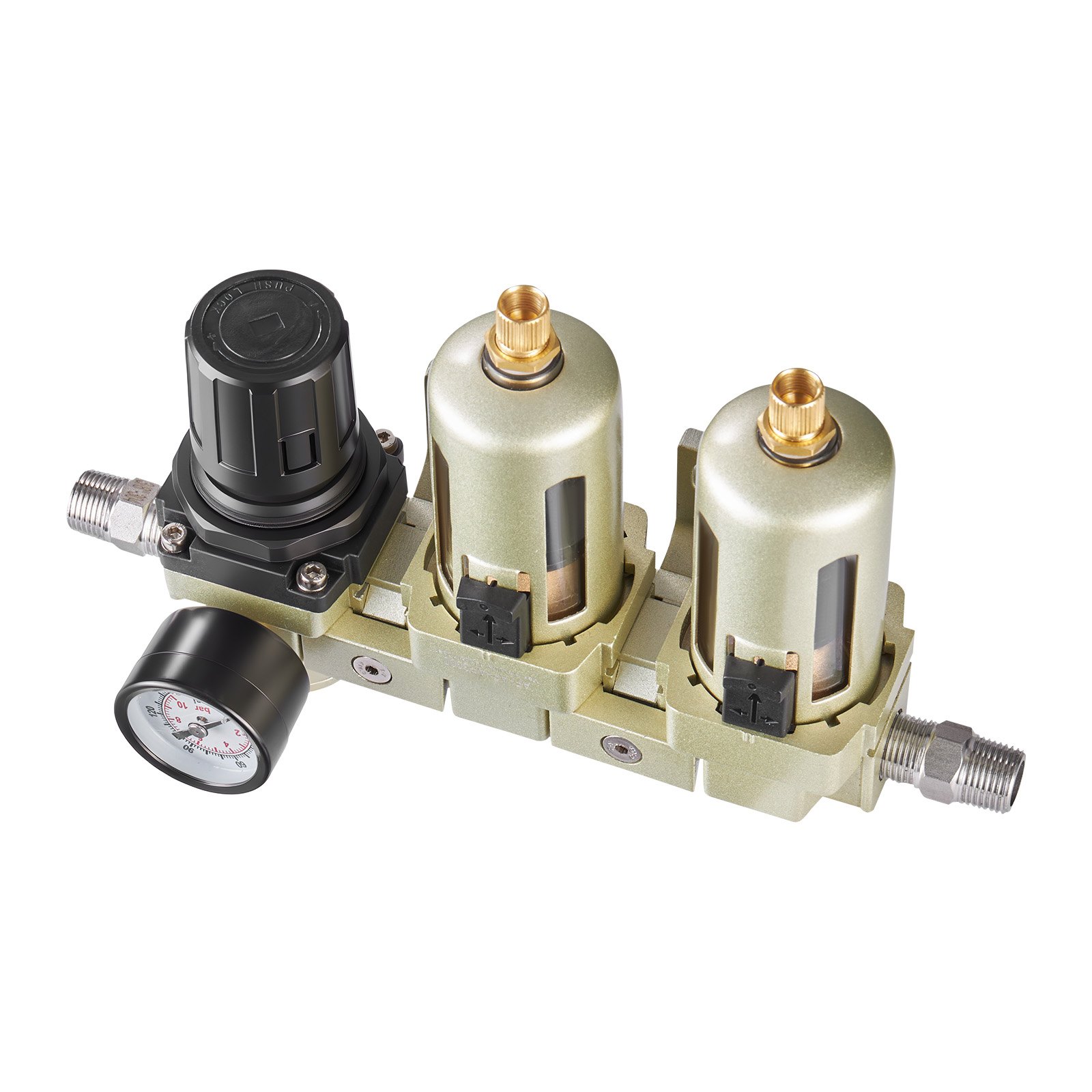 Regulador de filtro para compresor de aire 3/8" NPT, sistema de secado doble etapa 145 PSI