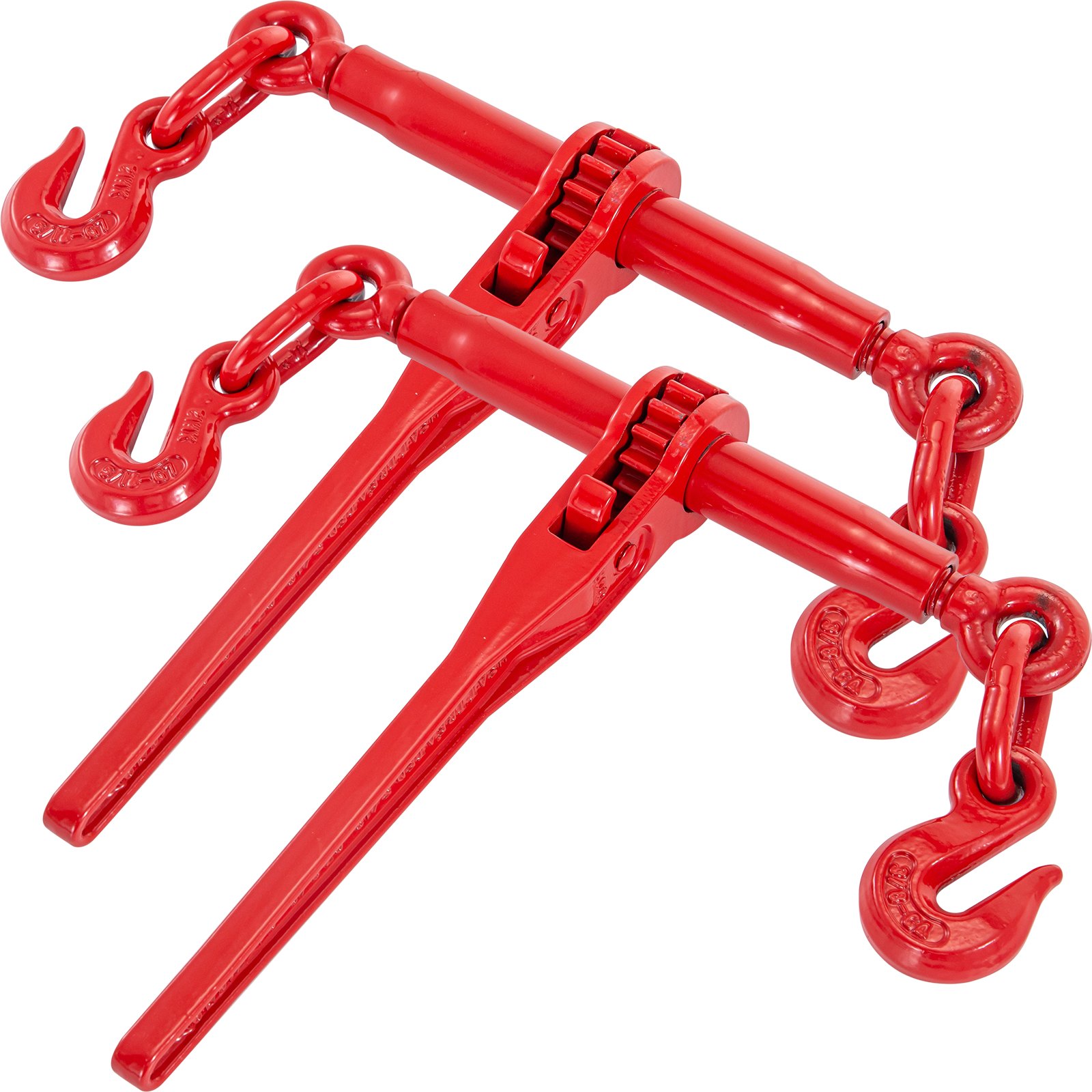 Tensor de Cadena de Trinquete 5/16 pulg x 3/8 pulg, 6600 libras, Ganchos G70, Rojo