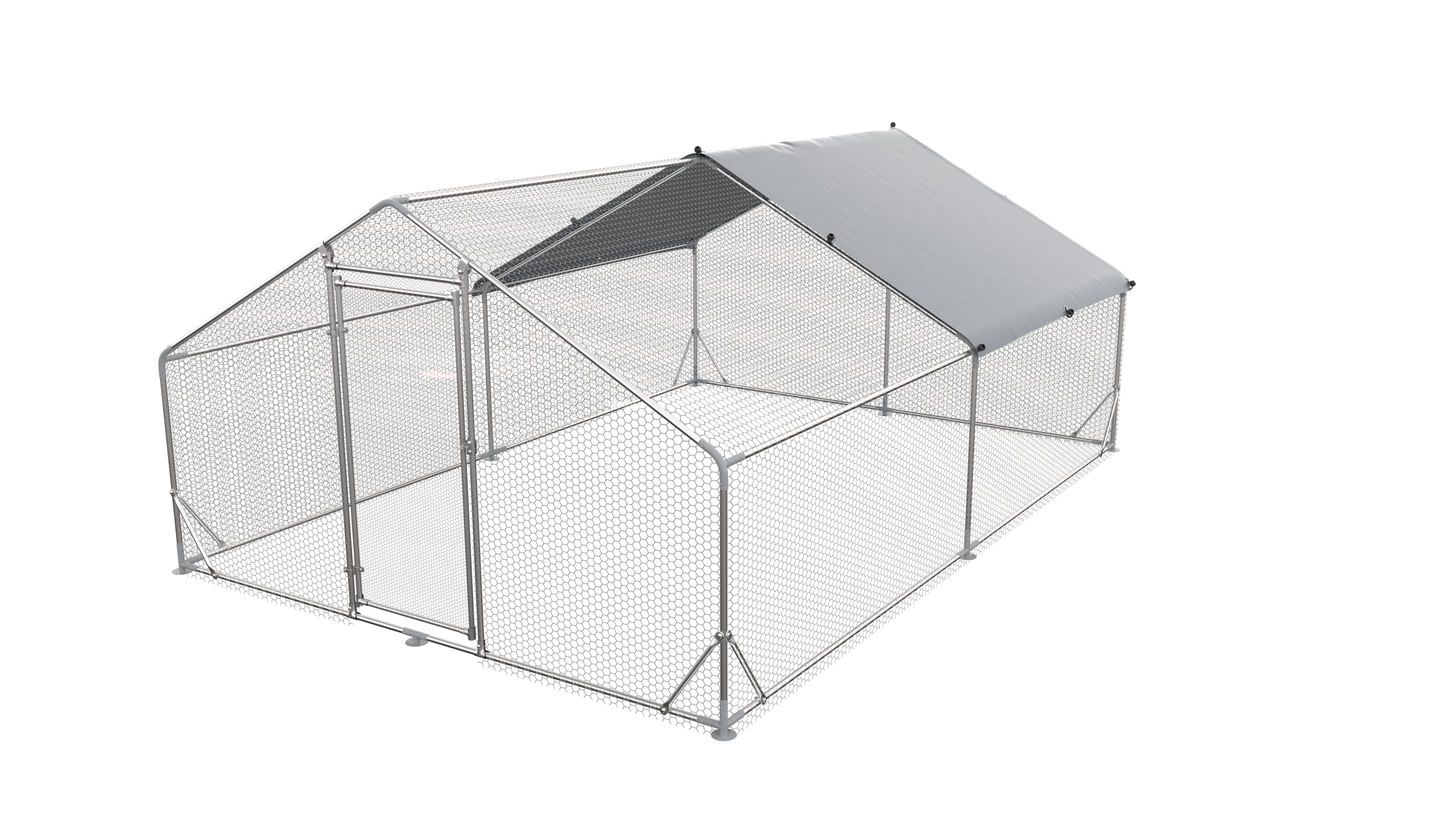 Gallinero transitable de metal con cubierta impermeable y anti-UV, 13.1x9.8x6.4 pies