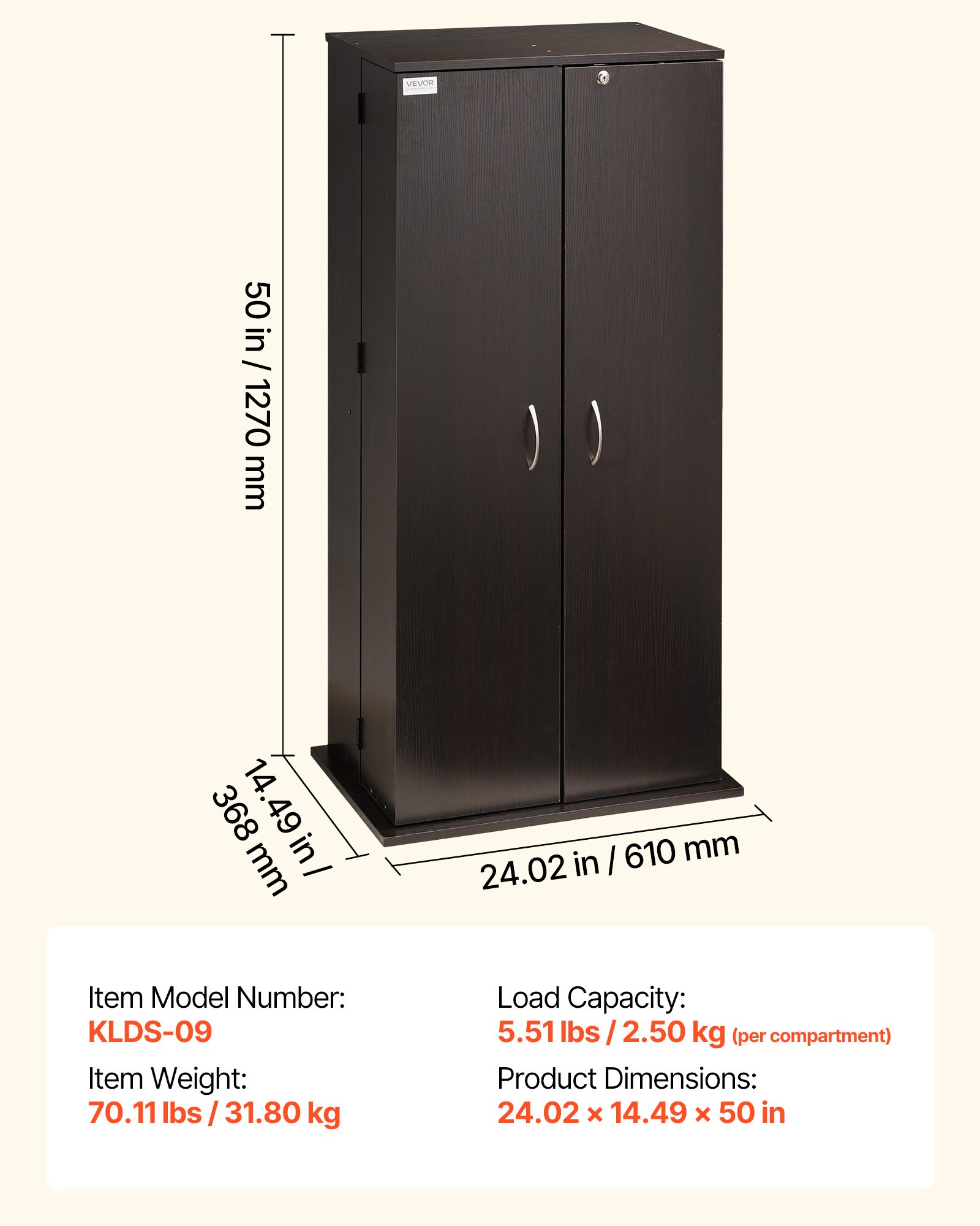 Media Storage Cabinet, 6-Tier DVD Shelf Organizer, 24.02 X 14.49 X 50 In Multimedia Storage Organizer For CDs, DVDs, Books, Games, CD Shelf For Living Room, Home Office, Recording Room, Brown