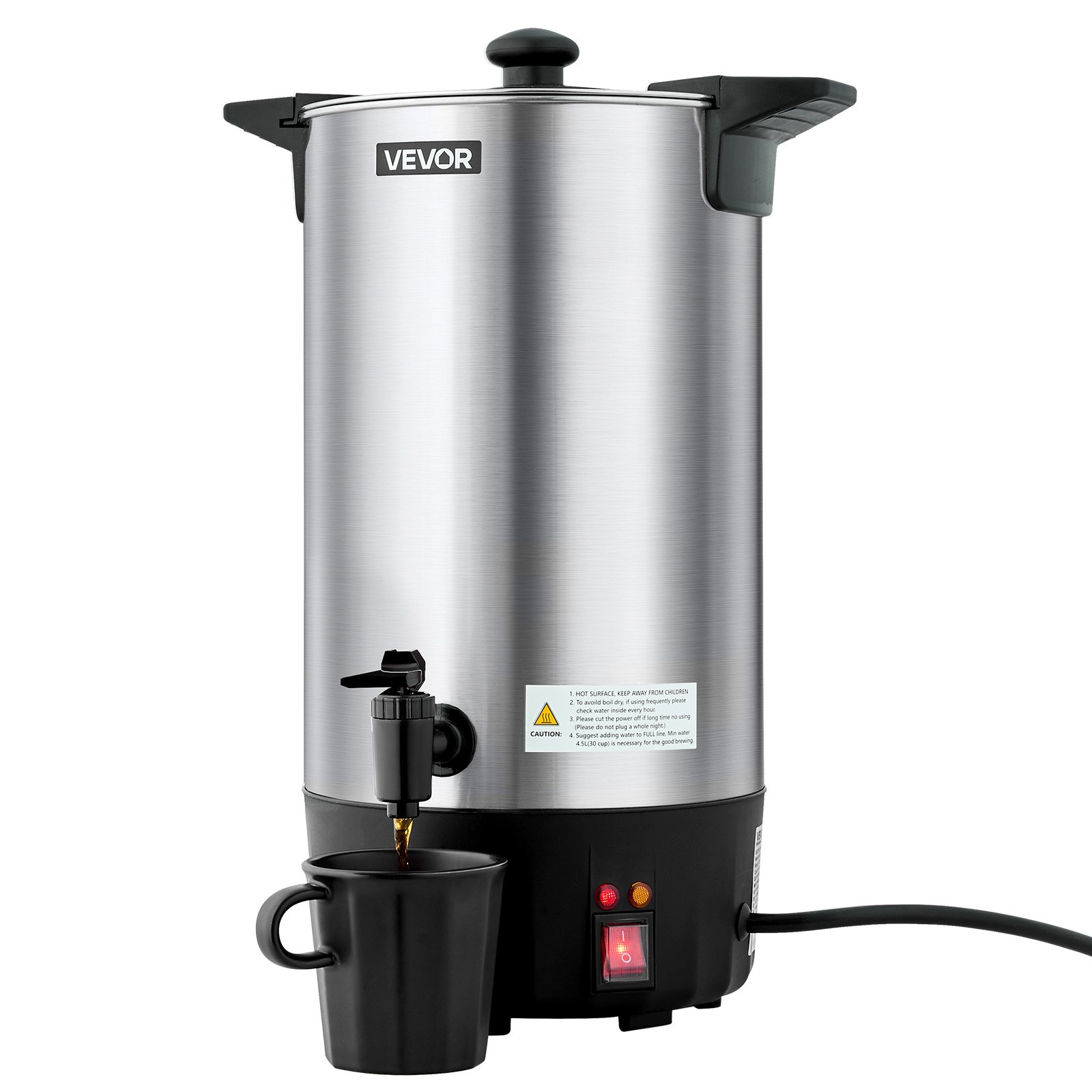 Commercial Coffee Urn, 60 Cup 9 L Hot Beverage Dispenser With Dripless Faucet, Quick-Brewing Stainless Steel Large Commercial Coffee Maker, For Catering, Business, Party, Church & Restaurant