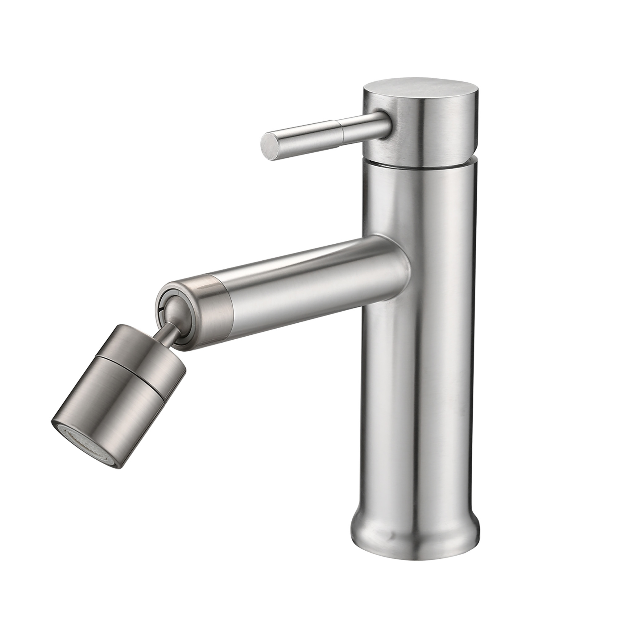 Grifo de baño de níquel cepillado con 2 modos y aireador giratorio 360