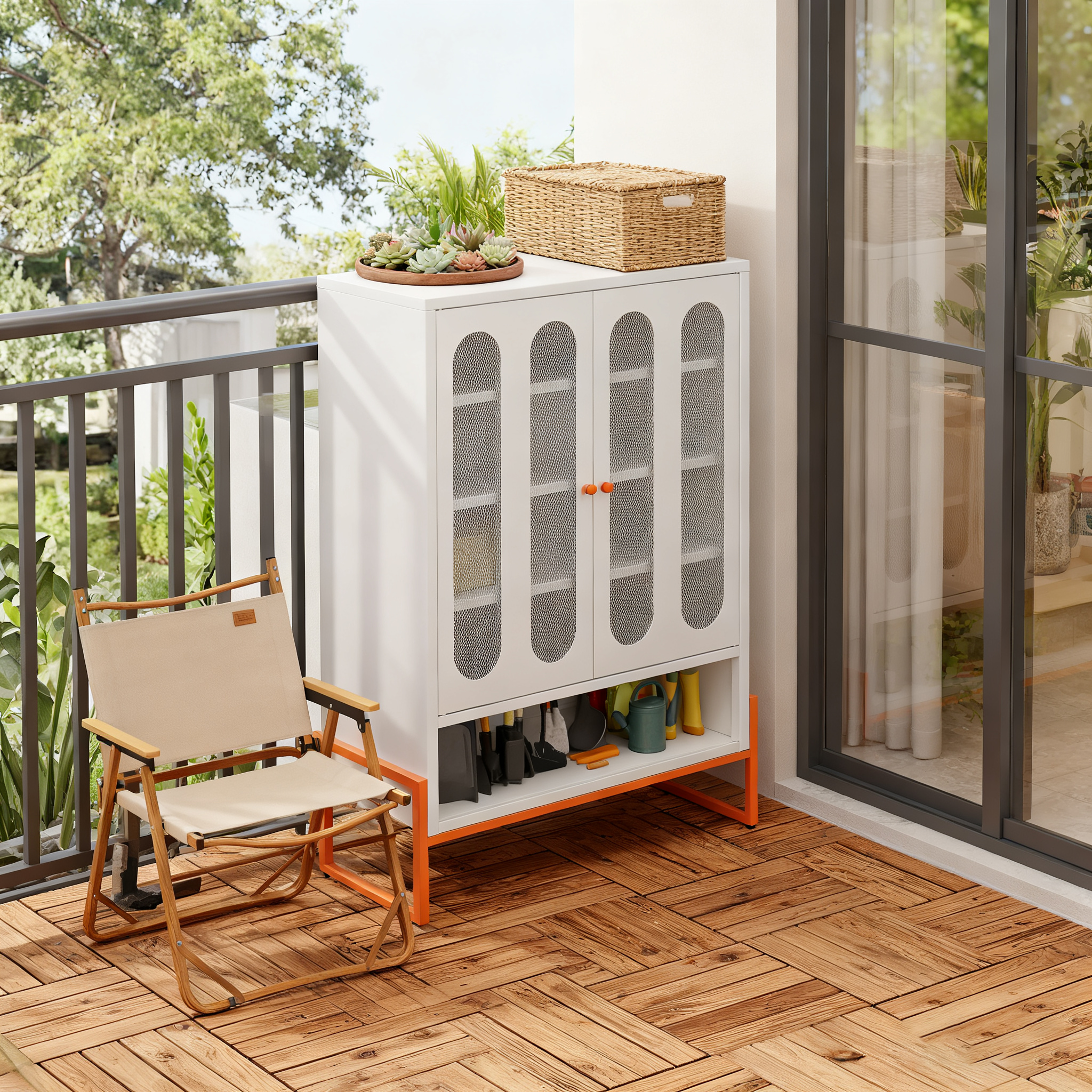 Zapatero moderno minimalista de doble puerta con patas altas, compatible con robots aspiradores.