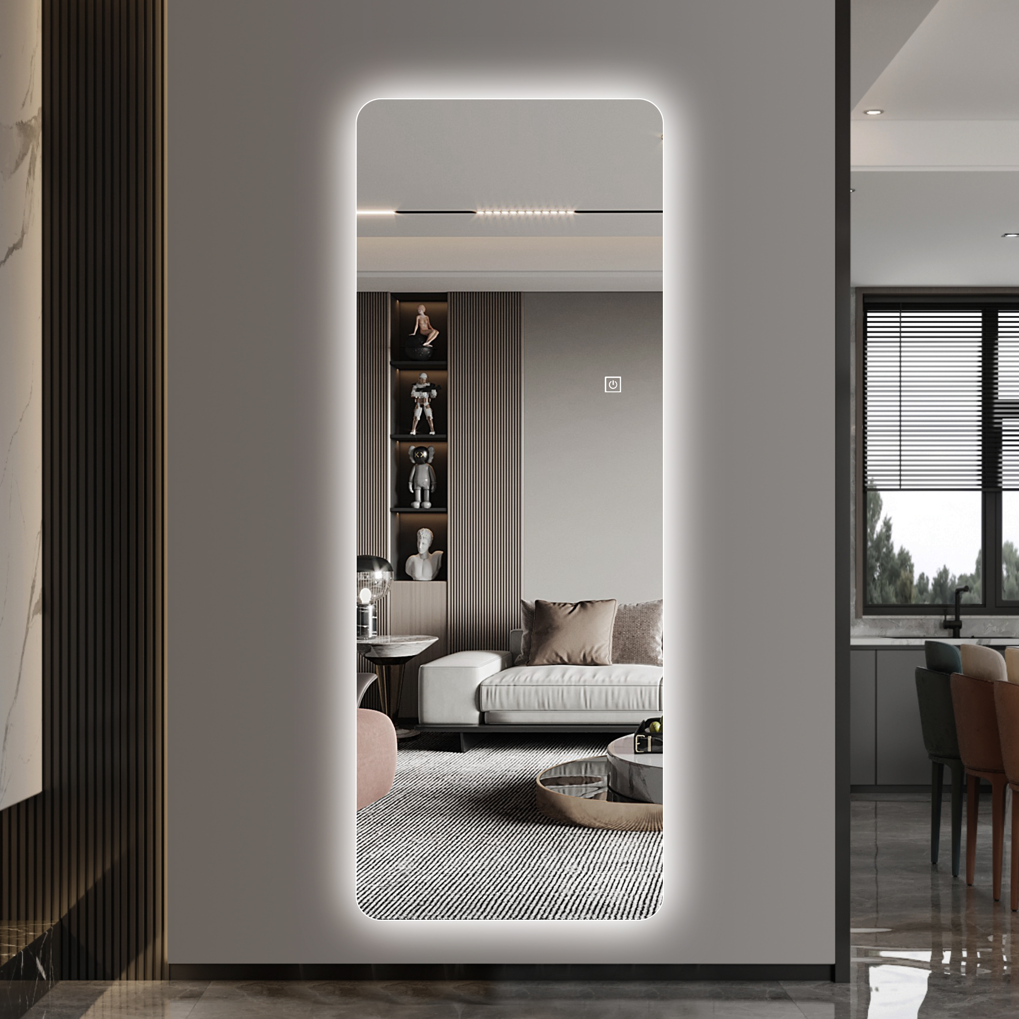 Wall-Mounted LED Full Length Mirror, 63  X 24  Rectangular Backlit Dressing Mirror With 3 Color Temperatures, Stepless Dimming, Memory Function, Shatter-Resistant Backing, UL Certified