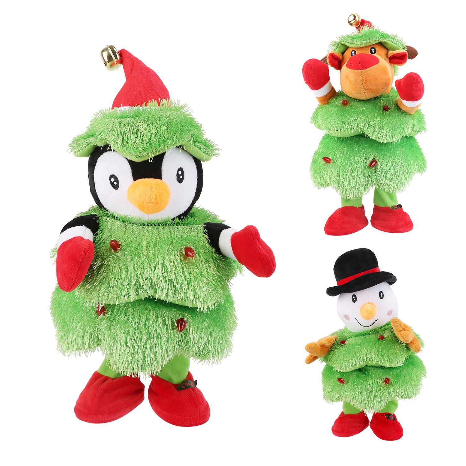 Peluche eléctrico de pingüino/alce/muñeco de nieve que baila, canta y habla, regalo infantil
