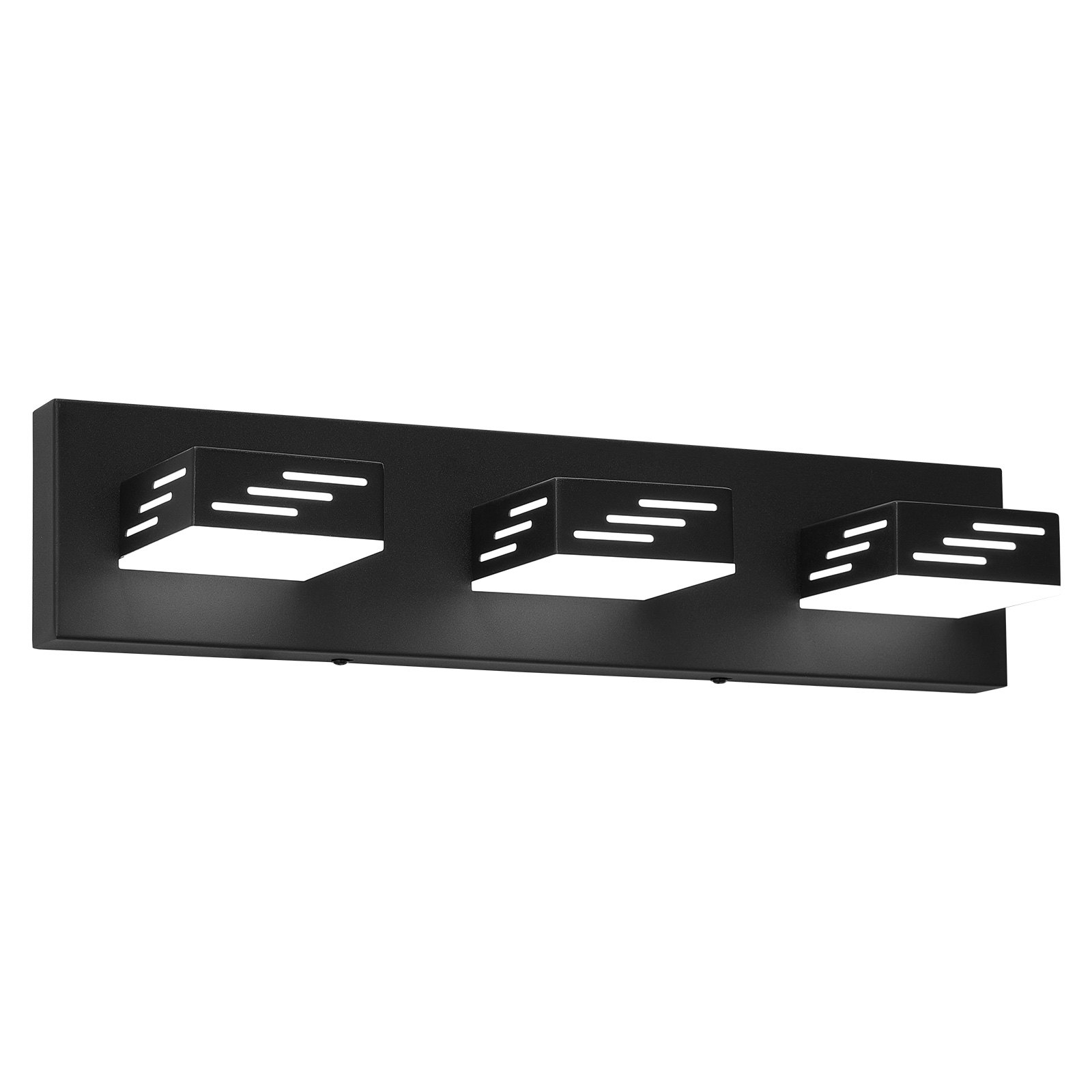 3-Light LED Modern Vanity Light Fixtures, 19.69-Inch, Black Finish Bathroom Wall Lighting Fixture Over Mirror, With IP44 Waterproof, For Bathroom, Living Room, Bedroom, Hallway, Cool White 6000K