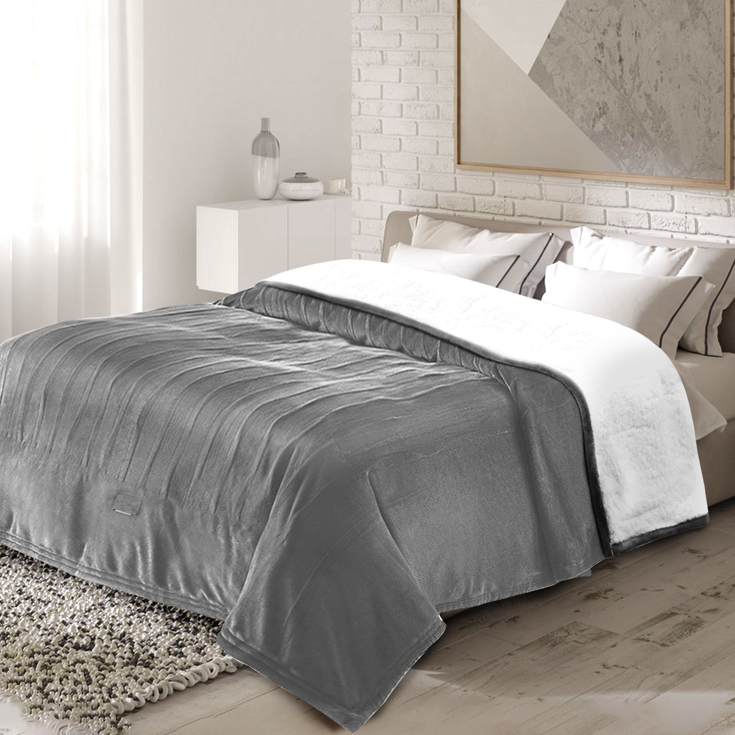 Manta eléctrica térmica King Size de forro polar, doble control, 90x100 pulgadas