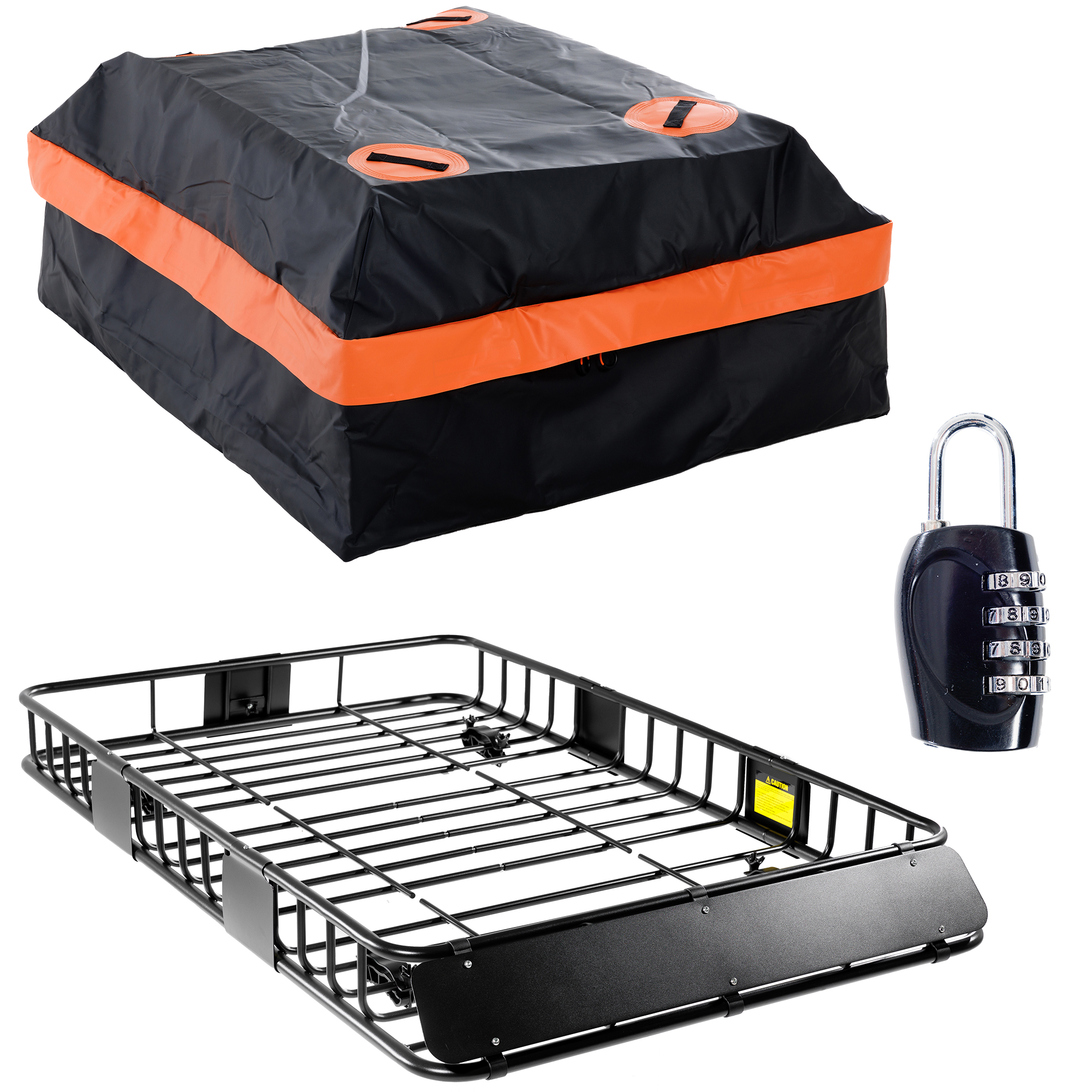 64 X 39 X 6 Inch Universal 250LB Heavy Duty Roof Rack Cargo With 500D PVC Waterproof Cargo Bag, Car Top Luggage Holder Carrier Basket For SUV, Truck Or RV Camping Storage Steel Construction