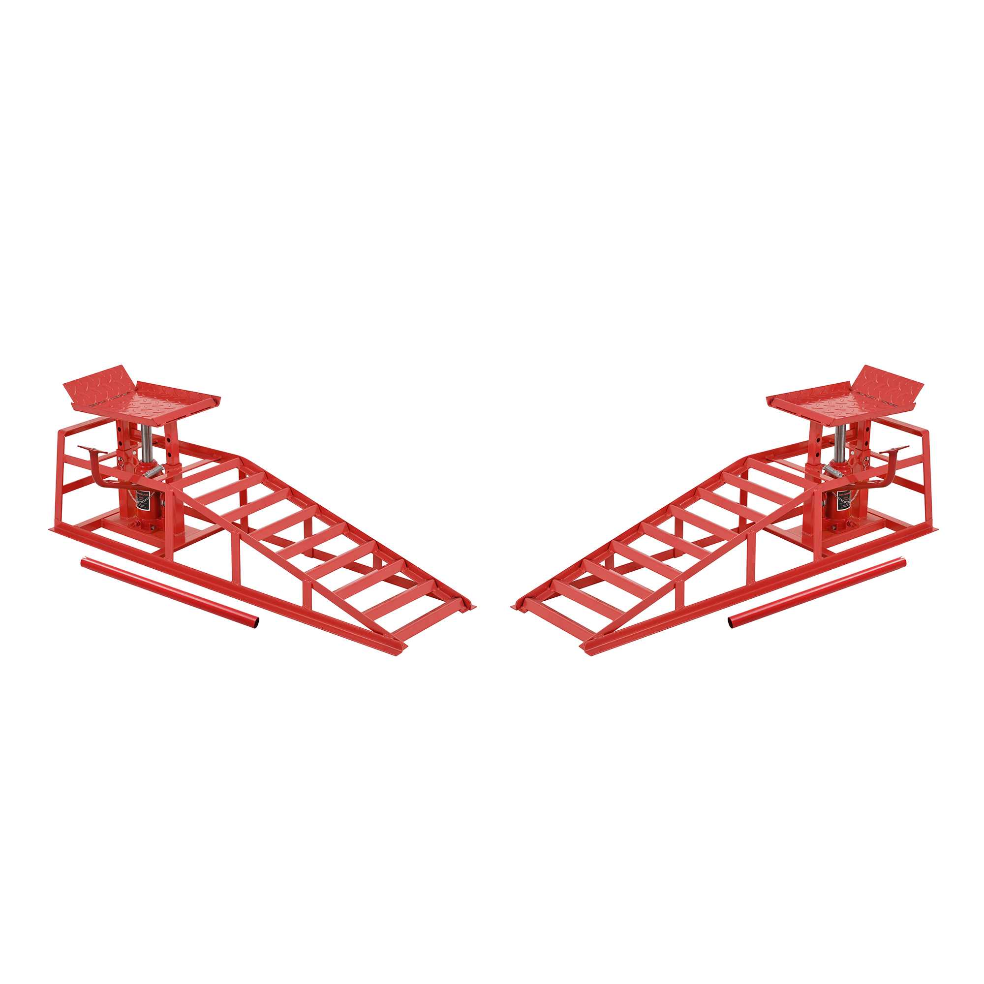 Auto Car Truck Service Ramps Lifts With Pedal, Garage Car Lift Hydraulic Ramps 5 Ton,Automotive Hydraulic Lift Repair Frame Lift  2 Pack  Red Color