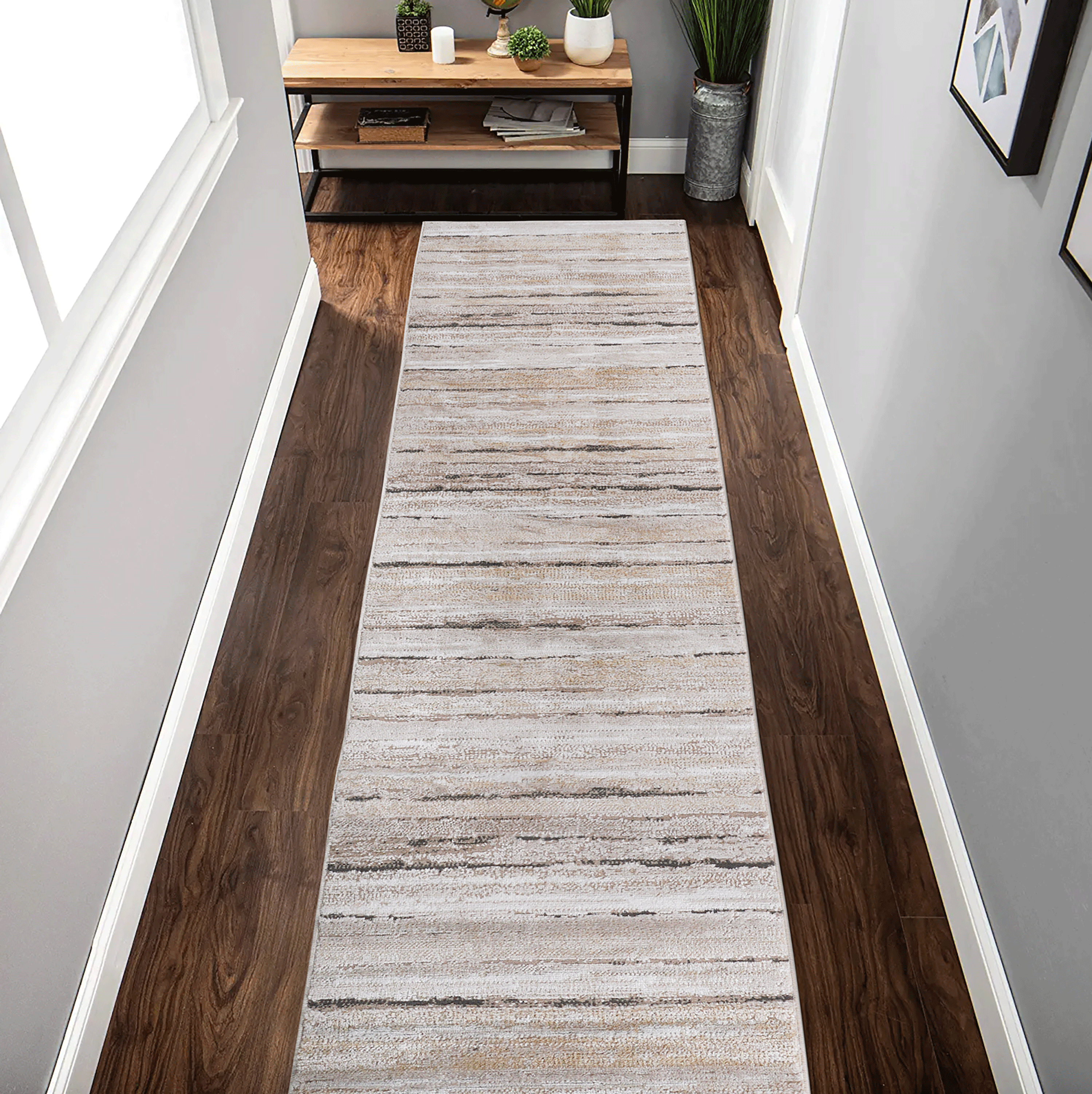 Alfombra de pasillo PAYAS 2X8 café a rayas