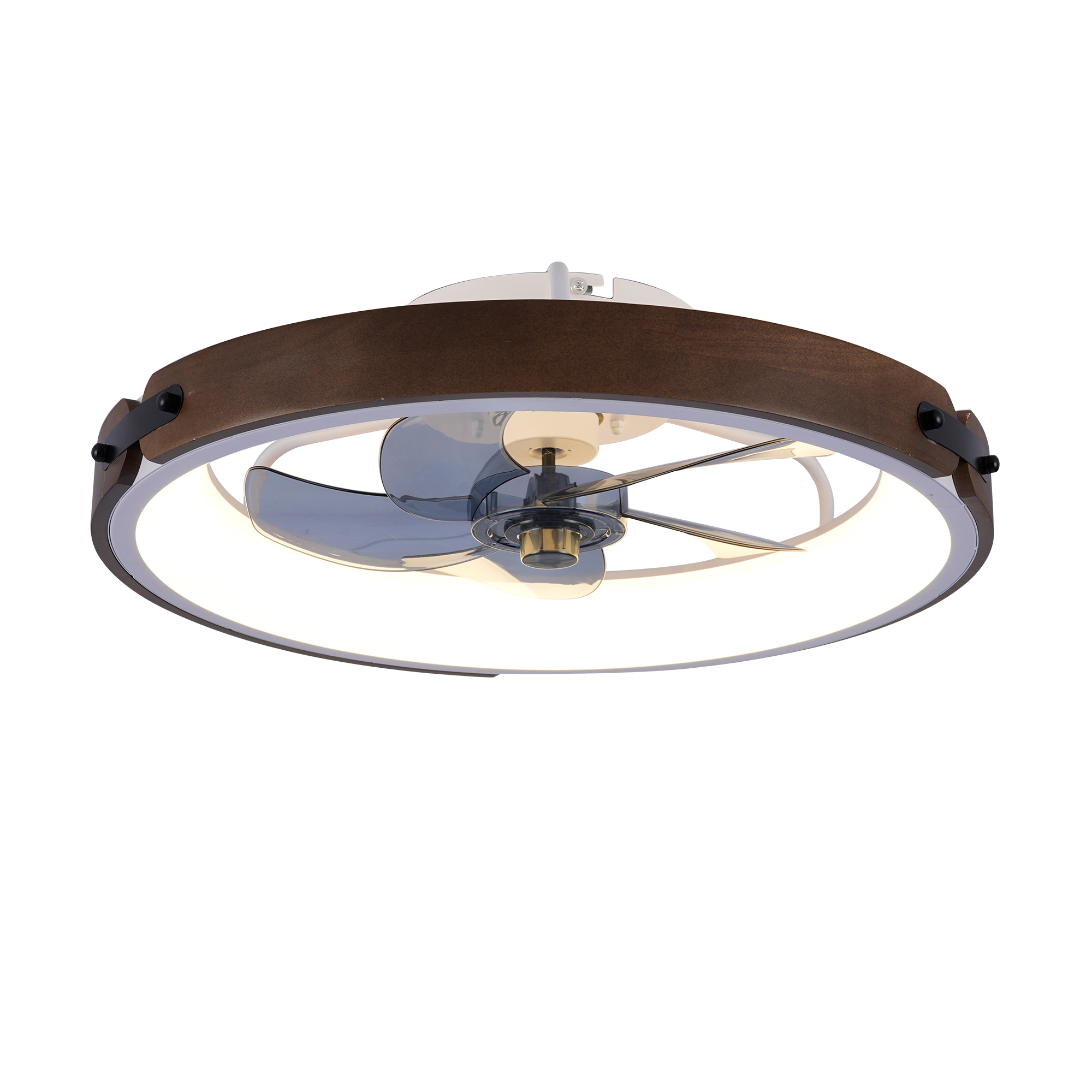 20  Ceiling Fans With Lights Kit  Led   And Remote Control, 3000-6500K Dimmable Modern Flush Mount LED Fan Light, 6 Speeds, Quiet DC Motor For Living Room, Bedroom,Kitchen----Walnut  Black