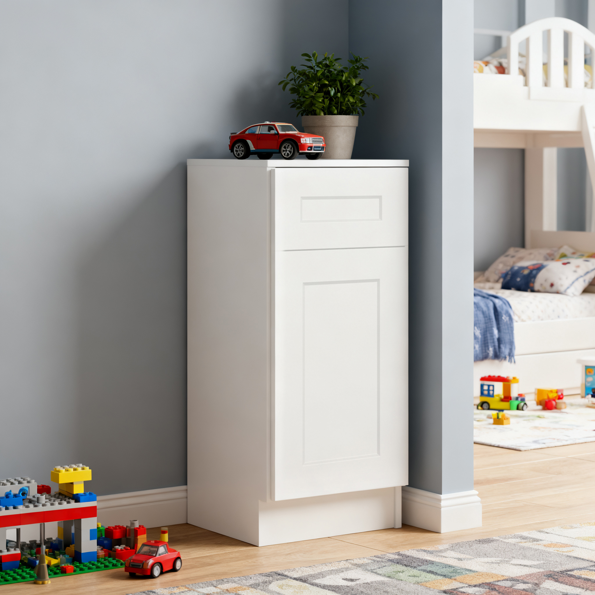 12  White Shaker Base Cabinet With Soft-Close Door,Drawer,Space-Saving Solid Wood Unit With Adjustable Shelf For Kitchen, Bath, Laundry, Garage  12 W X 24 D X 34.5 H