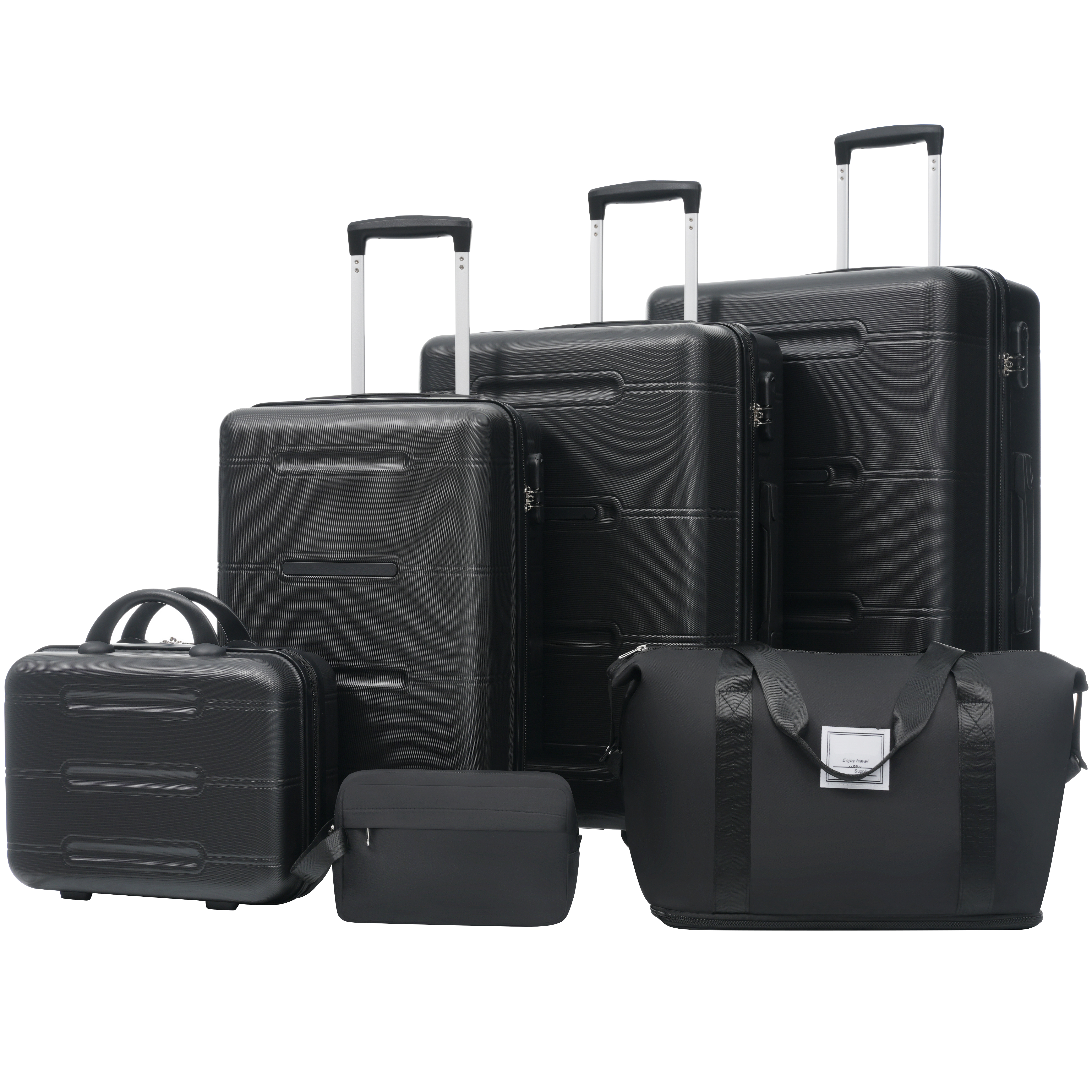 6 Piece Luggage Set,Lightweight Hardshell Suitcase With Double Spinner Wheels Handle Password Lock,14 IN Cosmetic Case 20-24-28 IN Luggages With Duffel Bag And Toiletry Bag