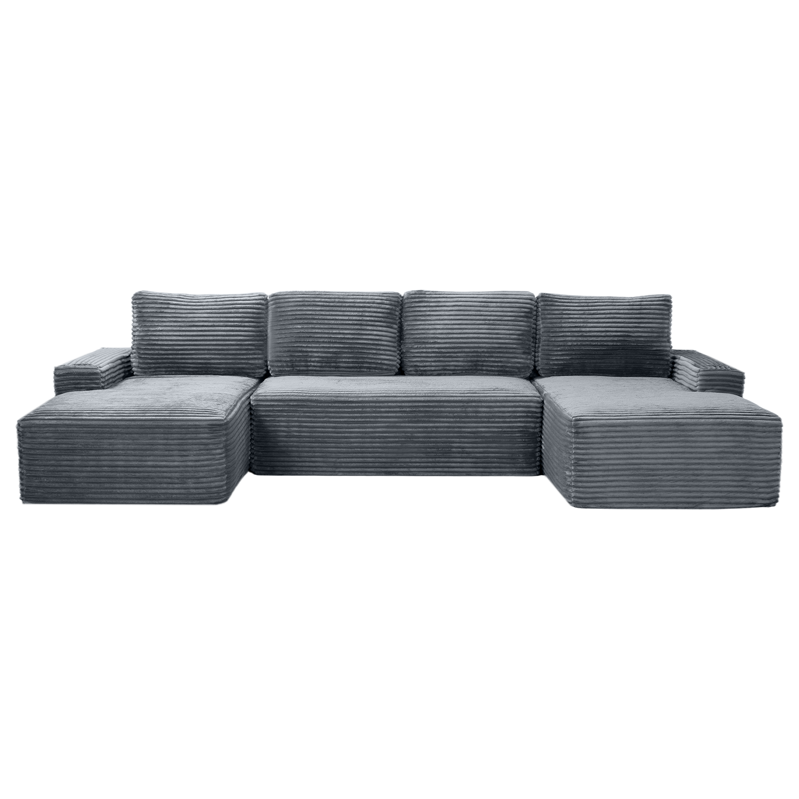 Compressible U-Shaped Sectional Sofa Set,Minimalist Style Modular Sectional Sofa, Corduroy Fabric Cloud Couch For Living Room