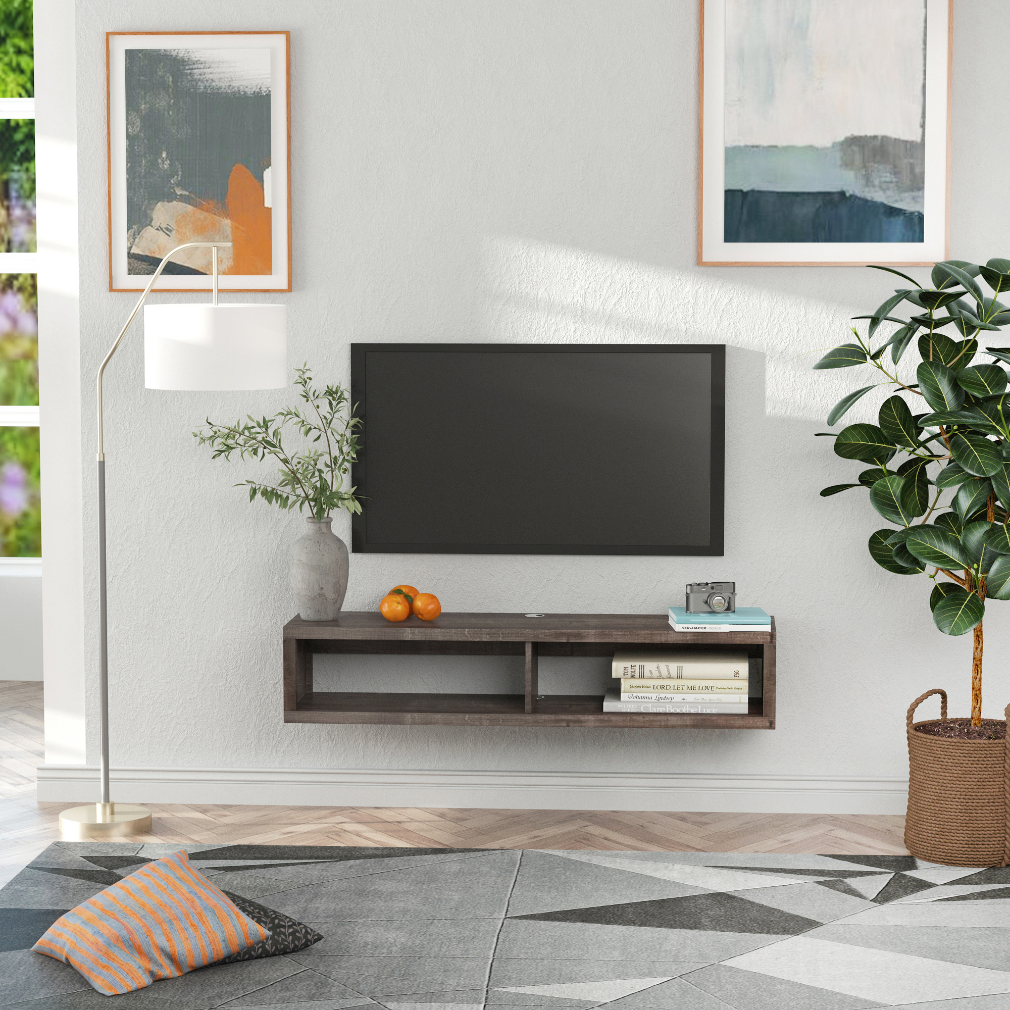 Soporte de TV flotante para pared, consola multimedia, gris oscuro