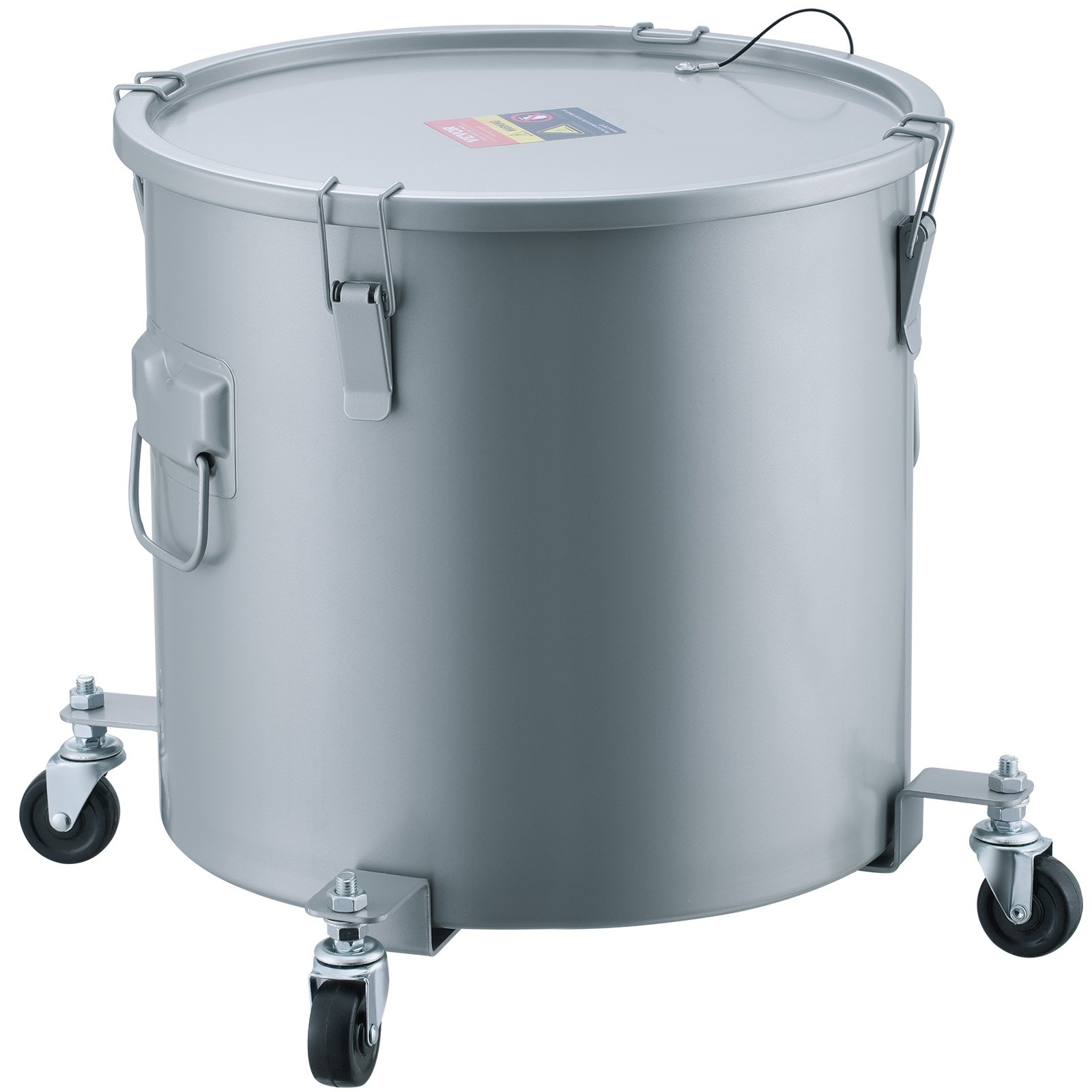 Fryer Grease Bucket, 16 Gal Oil Disposal Caddy With Caster Base, Carbon Steel Rust-Proof Coating, Oil Transport Container With Lid, Lock Clips, Filter Bag For Hot Cooking Oil Filtering, Gray