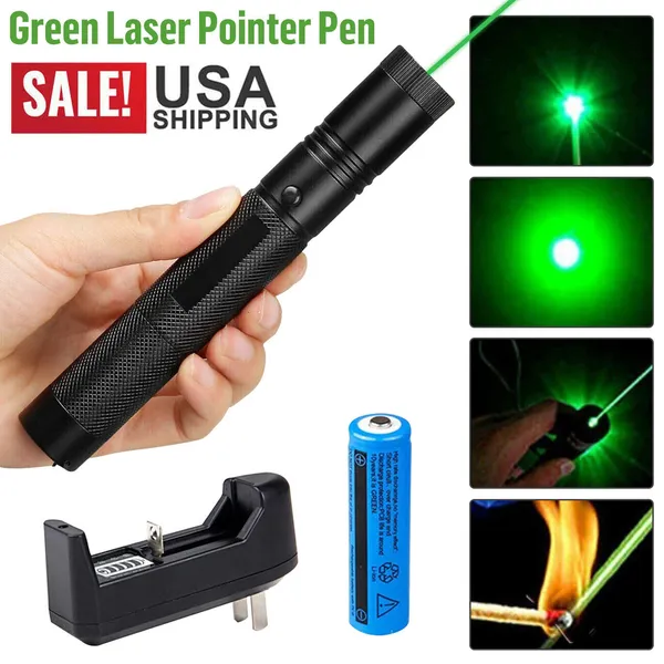 Green Laser Pointer Pen Assassin Visible Lazer&Battery&Charger 1mw