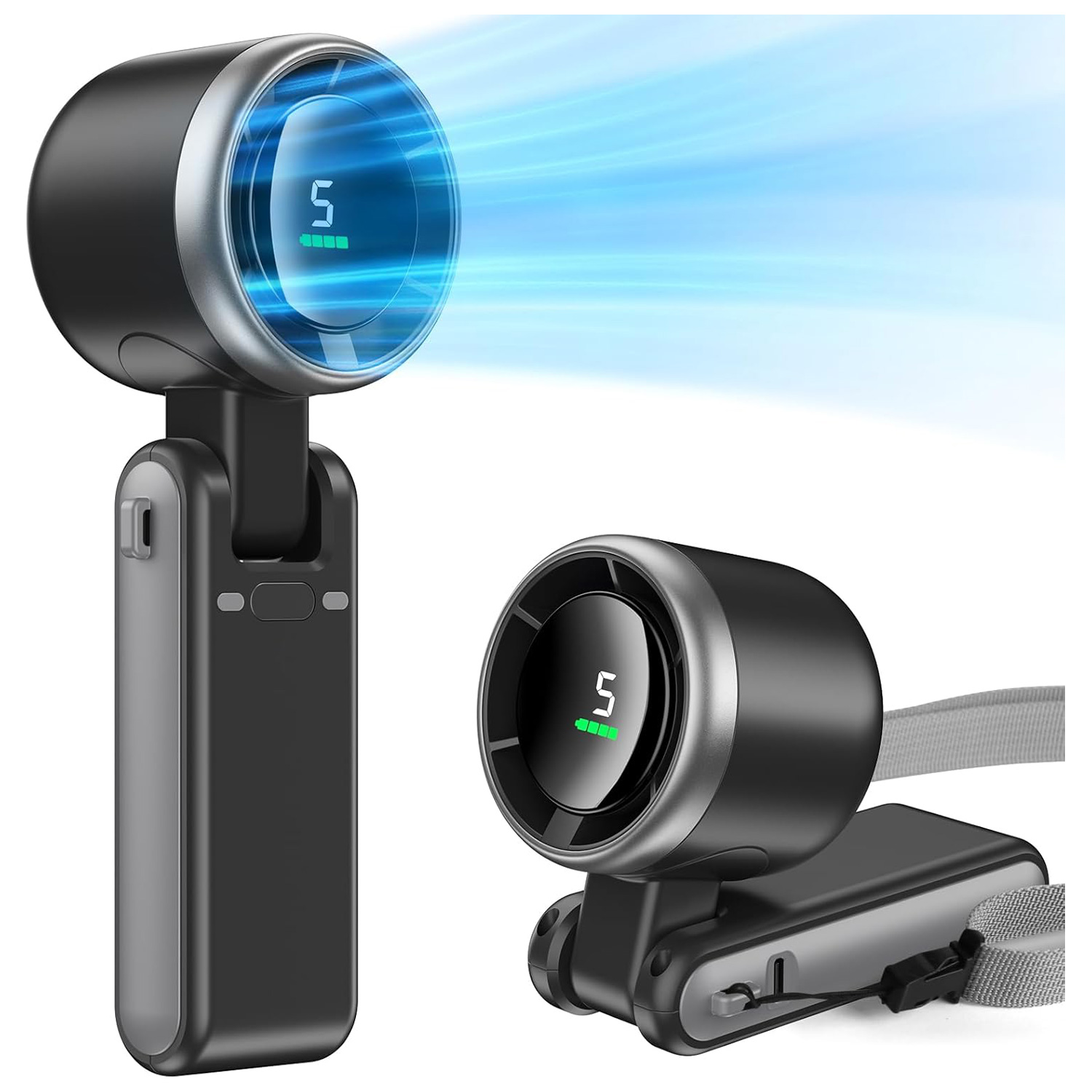 Ventilador Turbo Portátil de Mano 3 en 1, 5 Velocidades, Batería 5000mAh