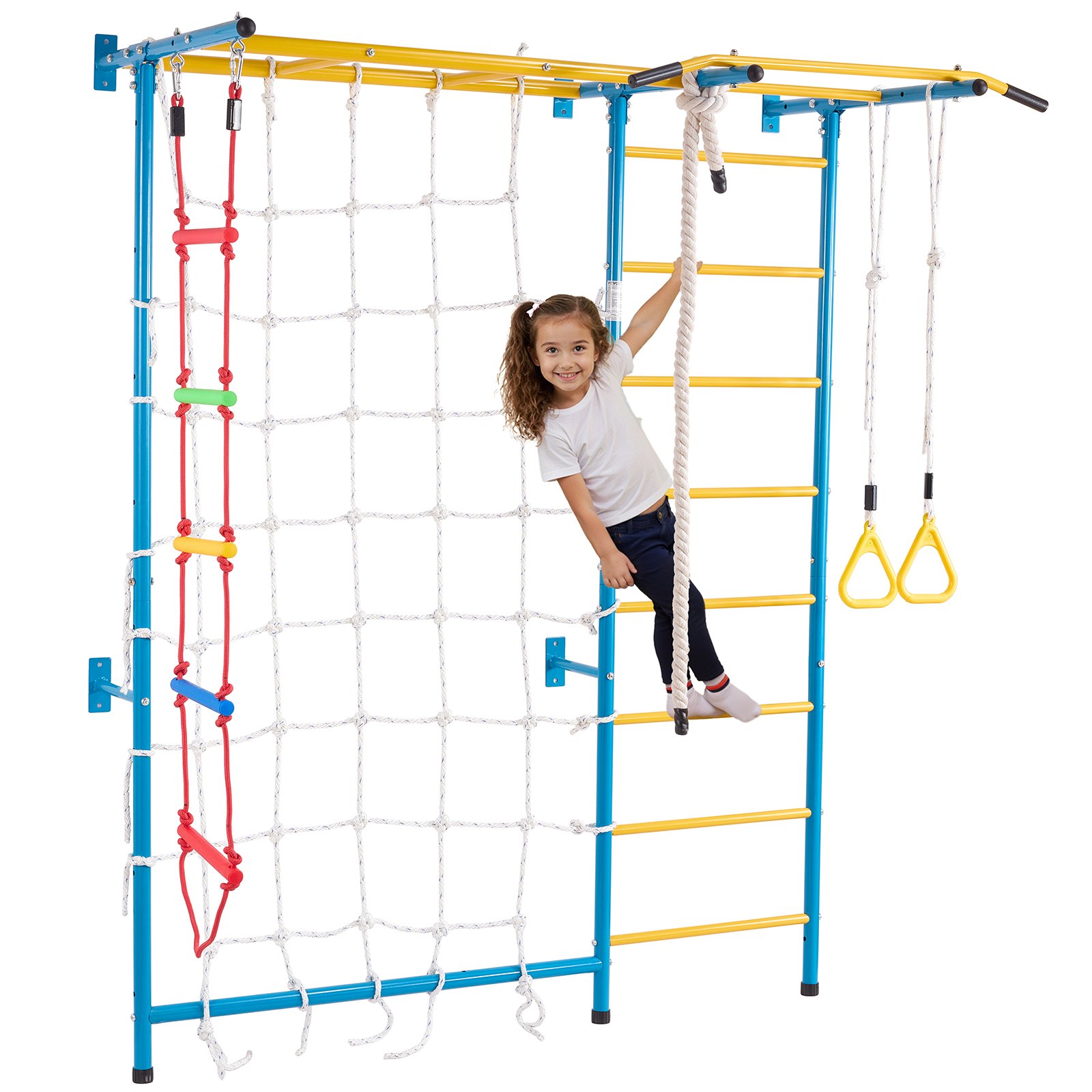 Gimnasio de juegos 7 en 1 para niños, acero al carbono, soporta 220 libras, multicolor.