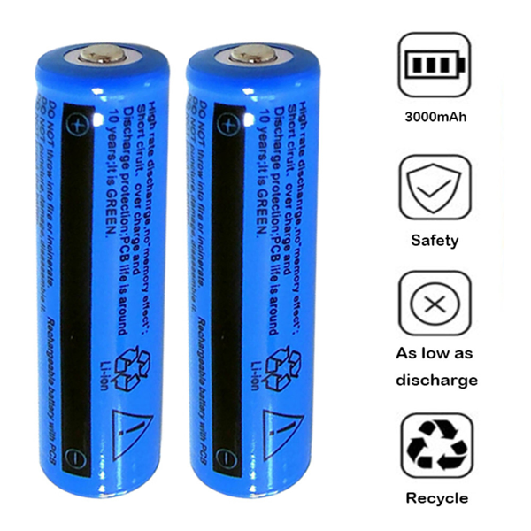 2pcs 18650 Lithium Batteries 3.7V Li-ion Rechargeable Battery For Headlight Fashlight(Logistics Only For USPS.TK/TMEU Only For Self-pickup)