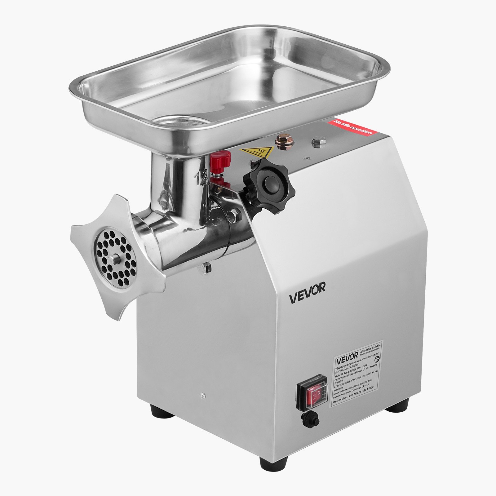 Molinillo de carne eléctrico comercial #12, 7 libras/min, 850W, acero inoxidable