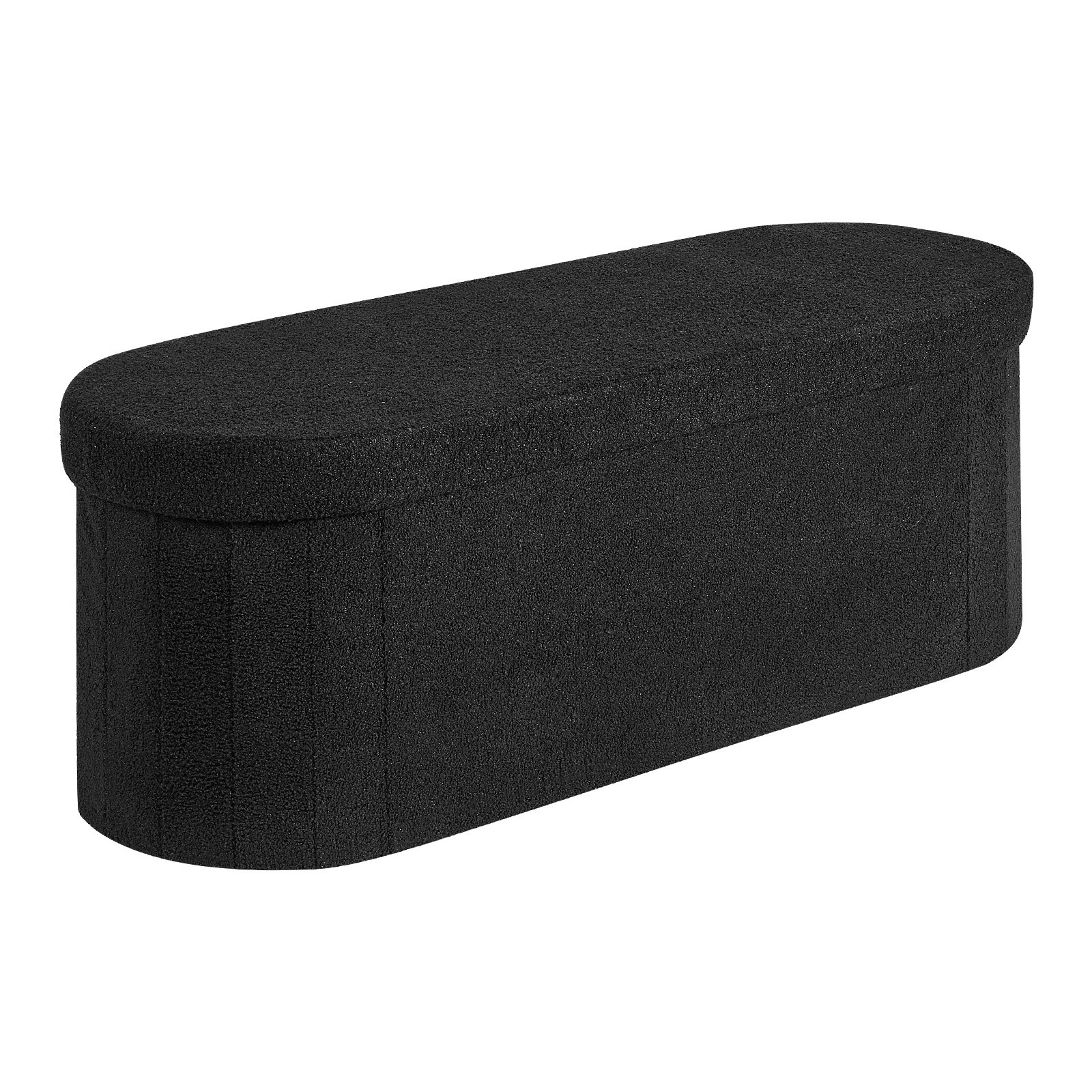 Banco otomano ovalado plegable con almacenaje, soporta 660 libras, negro