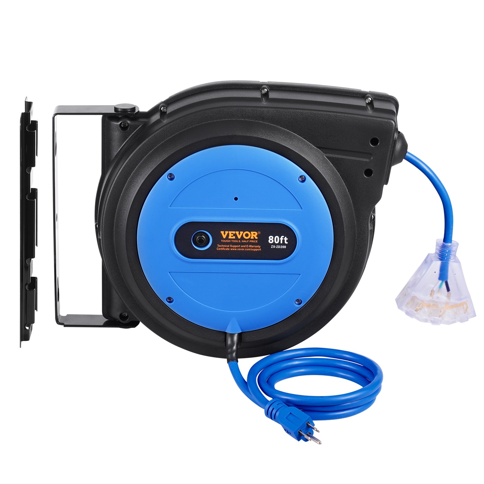 Retractable Extension Cord Reel Power Cord Reel 80FT 12AWG/3C SJTOW