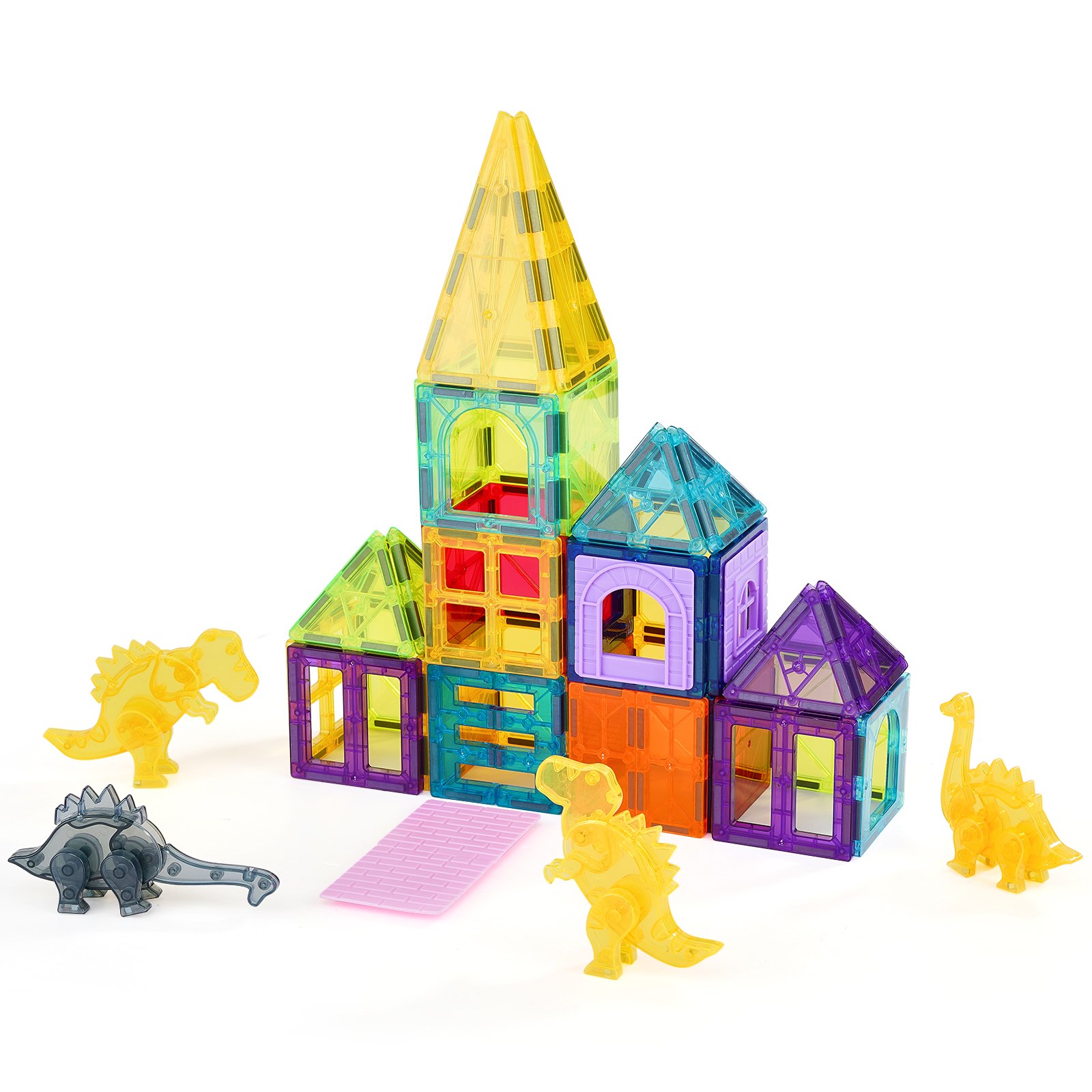 Bloques magnéticos de construcción, 56 piezas, con animales y 4 dinosaurios, STEM
