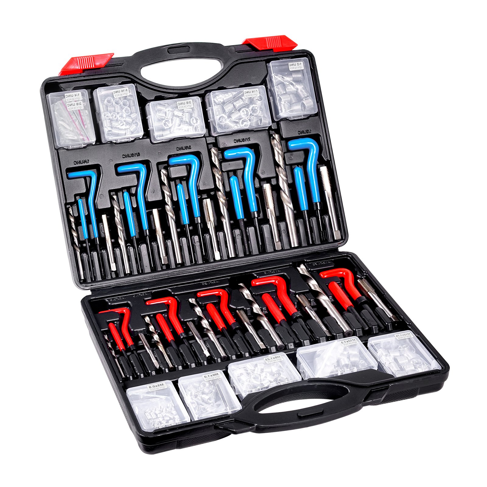 Kit de reparación de roscas Helicoil 338 piezas, SAE y métrico, M5-M12, 1/4-1/2 pulg.