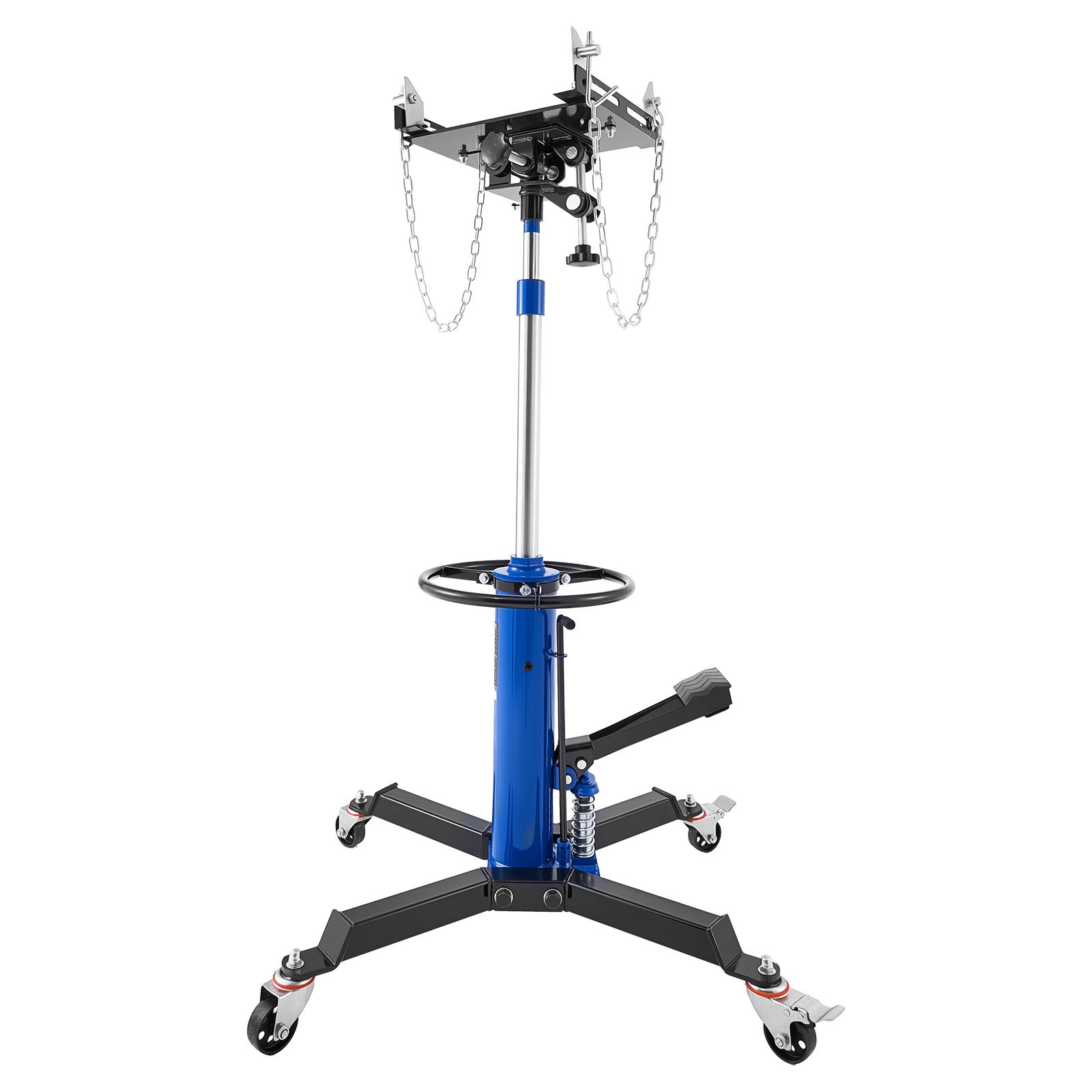 Hydraulic Transmission Jack, 1322 Lbs / 0.6 Ton Lifting Capacity Telescoping Transmission Jack With Foot Pedal, Dual Telescopic Trans, 34.6-69.3 In High Lifting Height, Garage/Shop Lift Hoist
