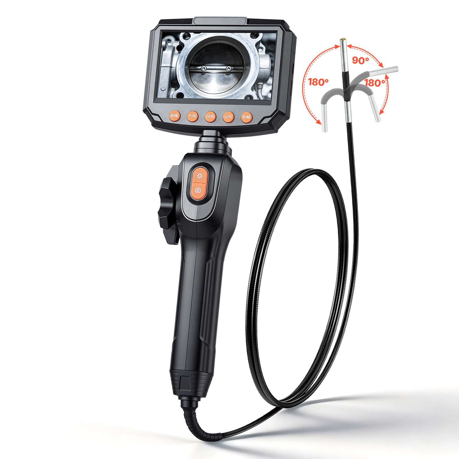 Articulating Borescope With 0.15 Ultra Slim Lens, Two-Way Articulated Endoscope With Light, 4.3 IPS Screen, 1280 X 720 HD Lens, 8X Zoom Inspection Camera For Automotive, Tight Mechanical Space