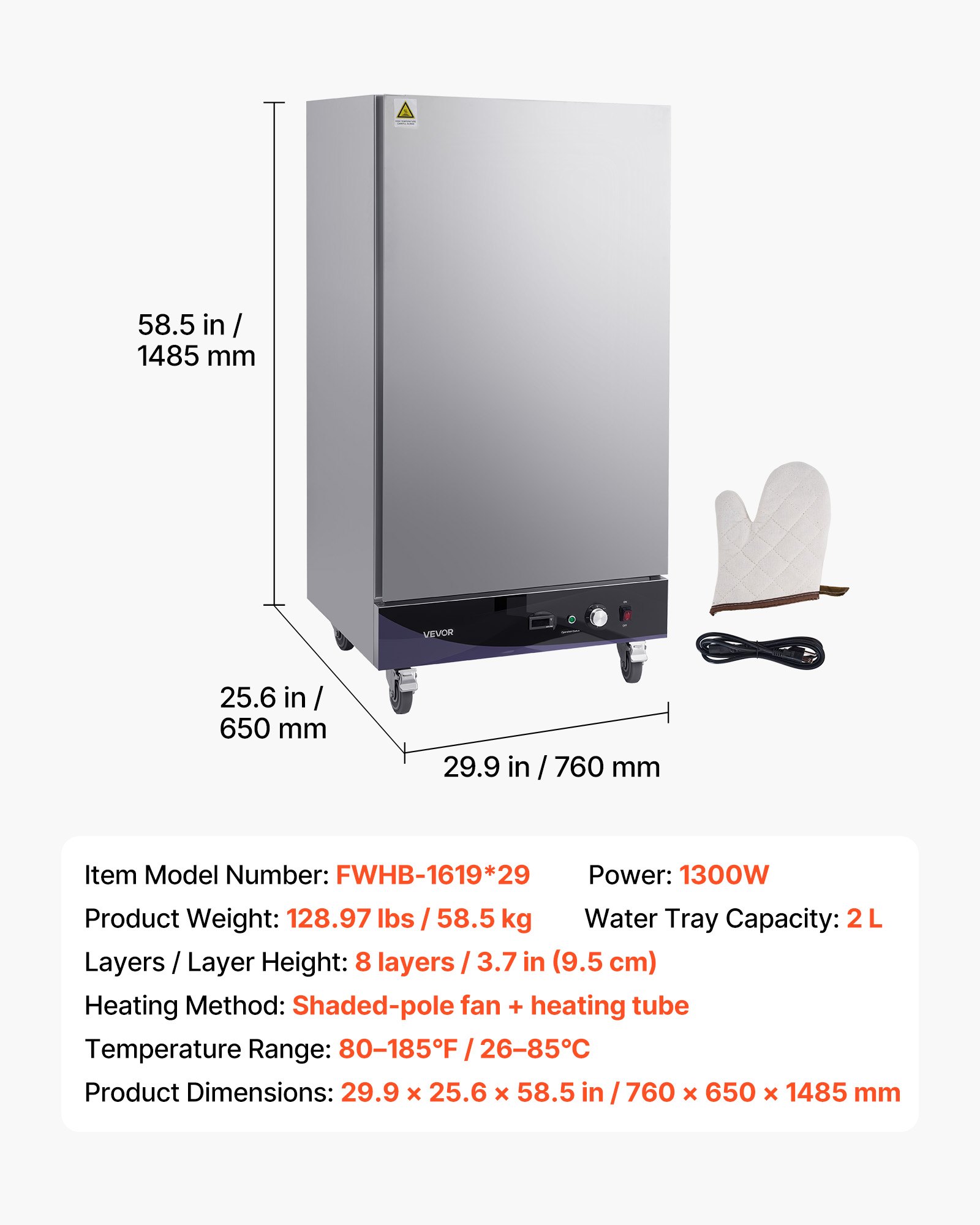 Electric Hot Box Food Warmer, 8-Tier Commercial Warming Cabinet With Water Tray, Single-Door And Adjustable Shelves, Stainless Steel Food Warmer Cabinet, For Restaurant, Kitchen, Pizza, Chicken