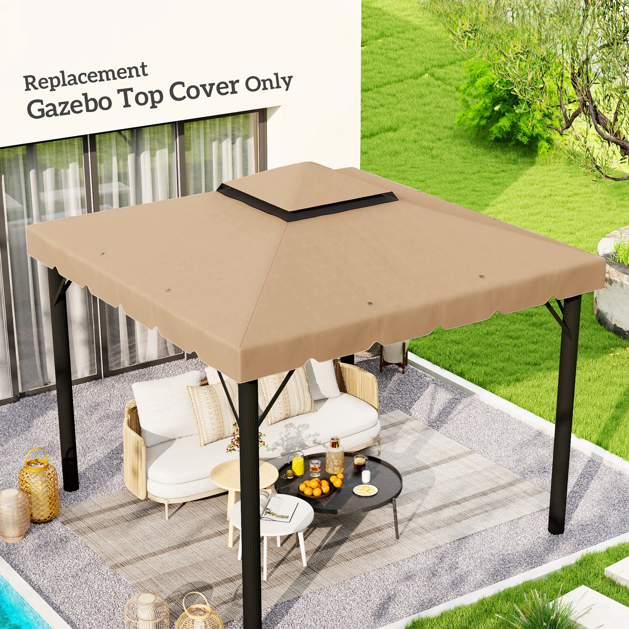 Model 84C-051 or 84C-269 10 x 10 Gazebo Replacement Canopy, Khaki