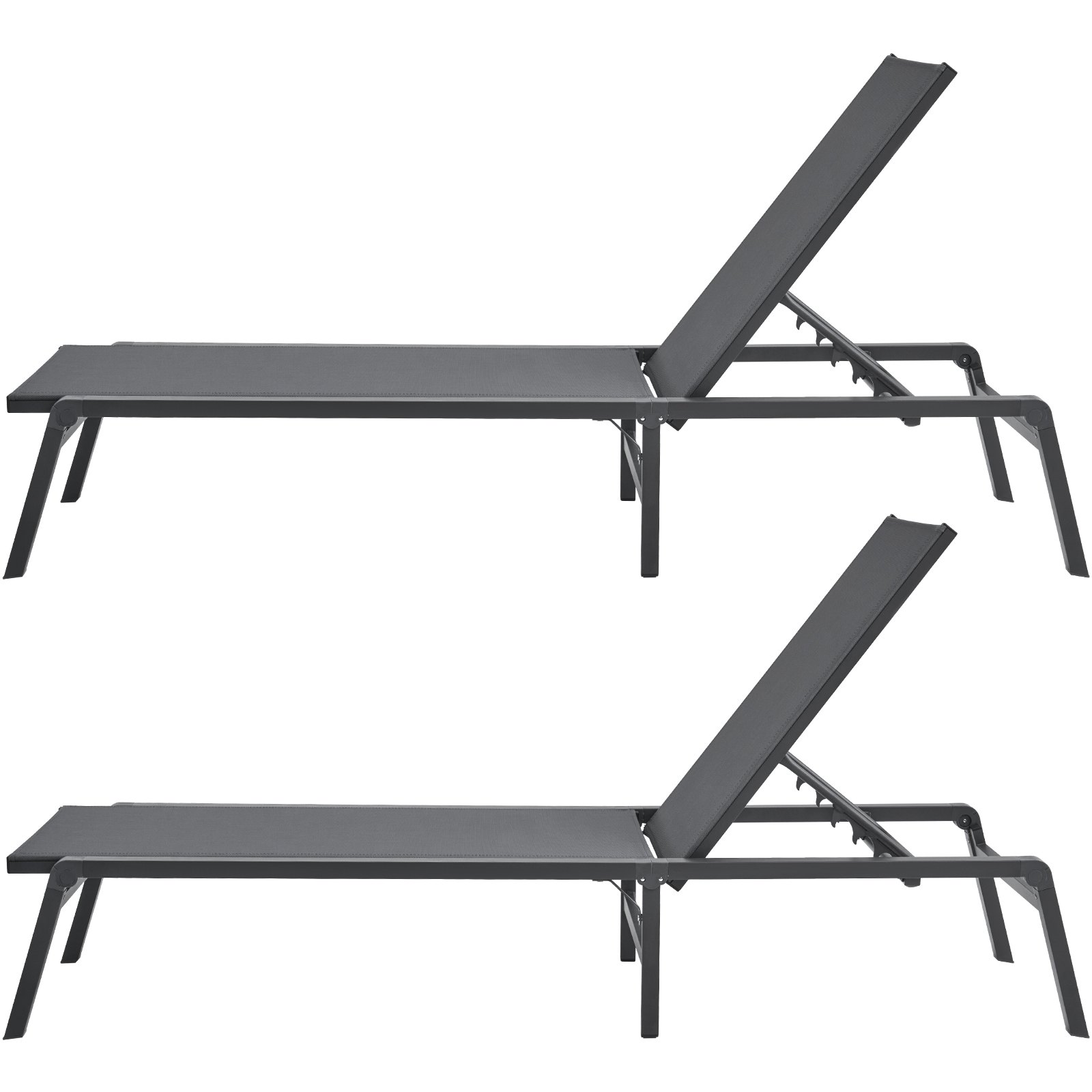 Tumbona para patio exterior, ajustable en 5 posiciones, paquete de 2 piezas.